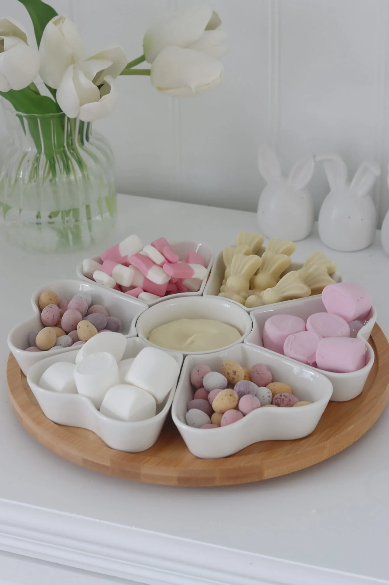 7 Pc Lazy Susan Heart Snacking Station - Natural - Image 2