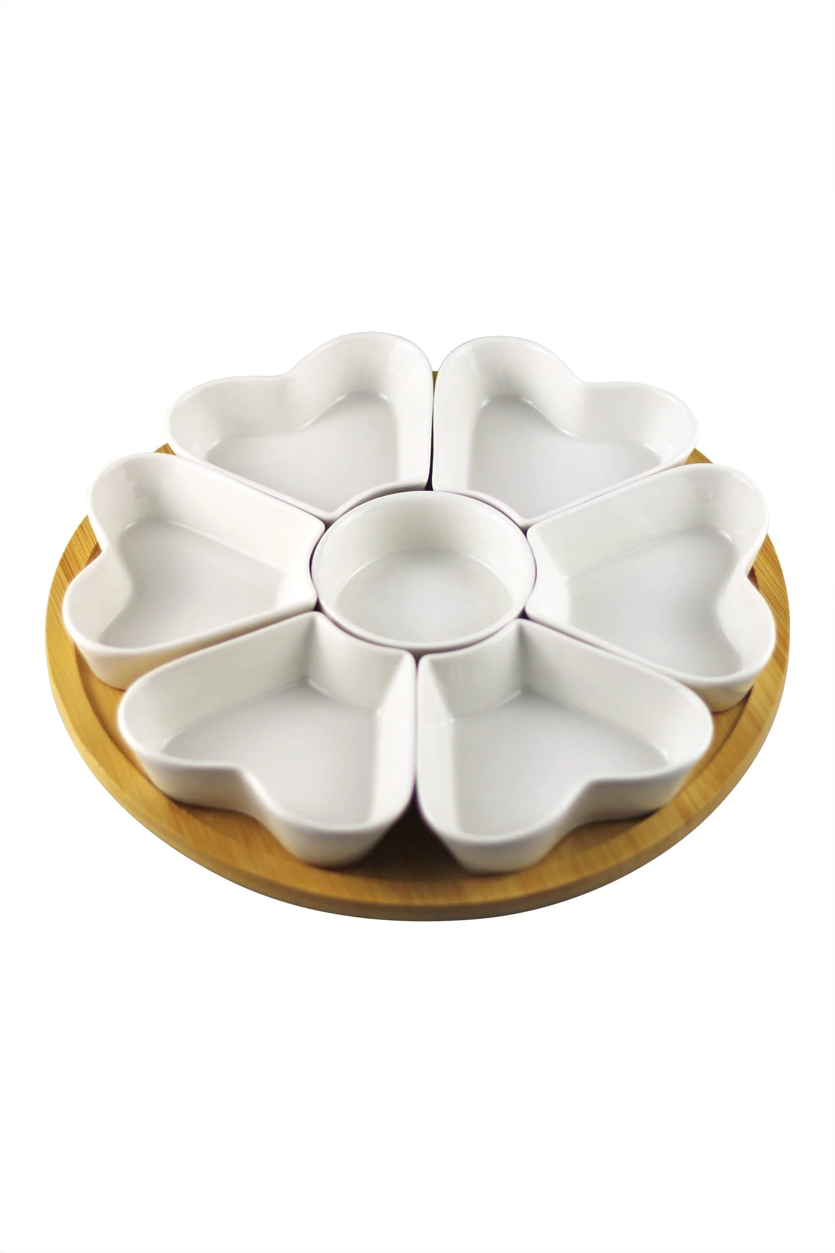 7 Pc Lazy Susan Heart Snacking Station - Natural - Image 3
