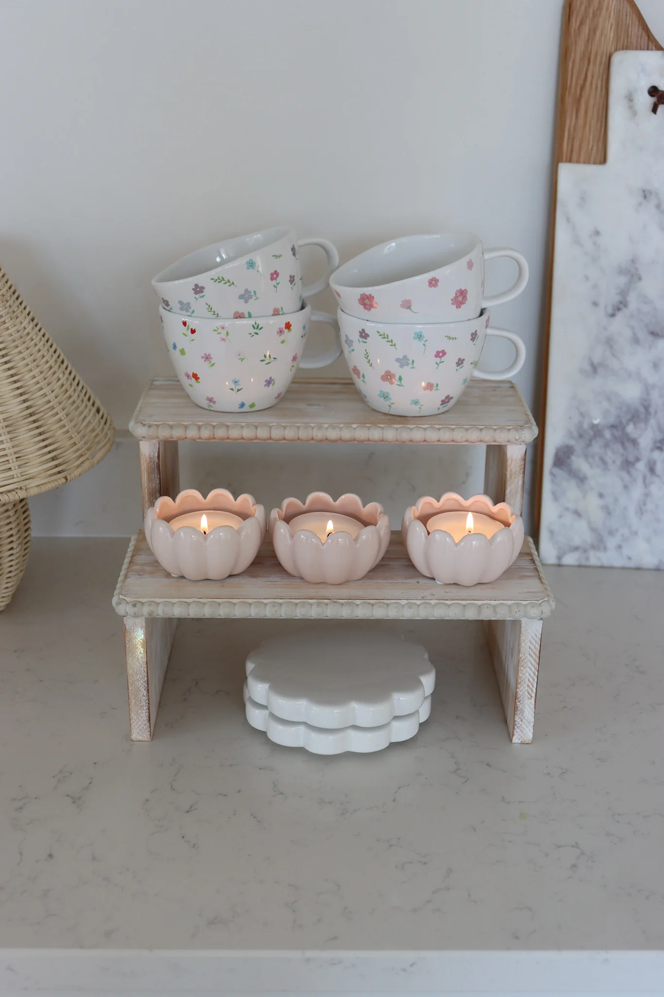 Two Tier Display Stand - Beaded Natural - Image 2