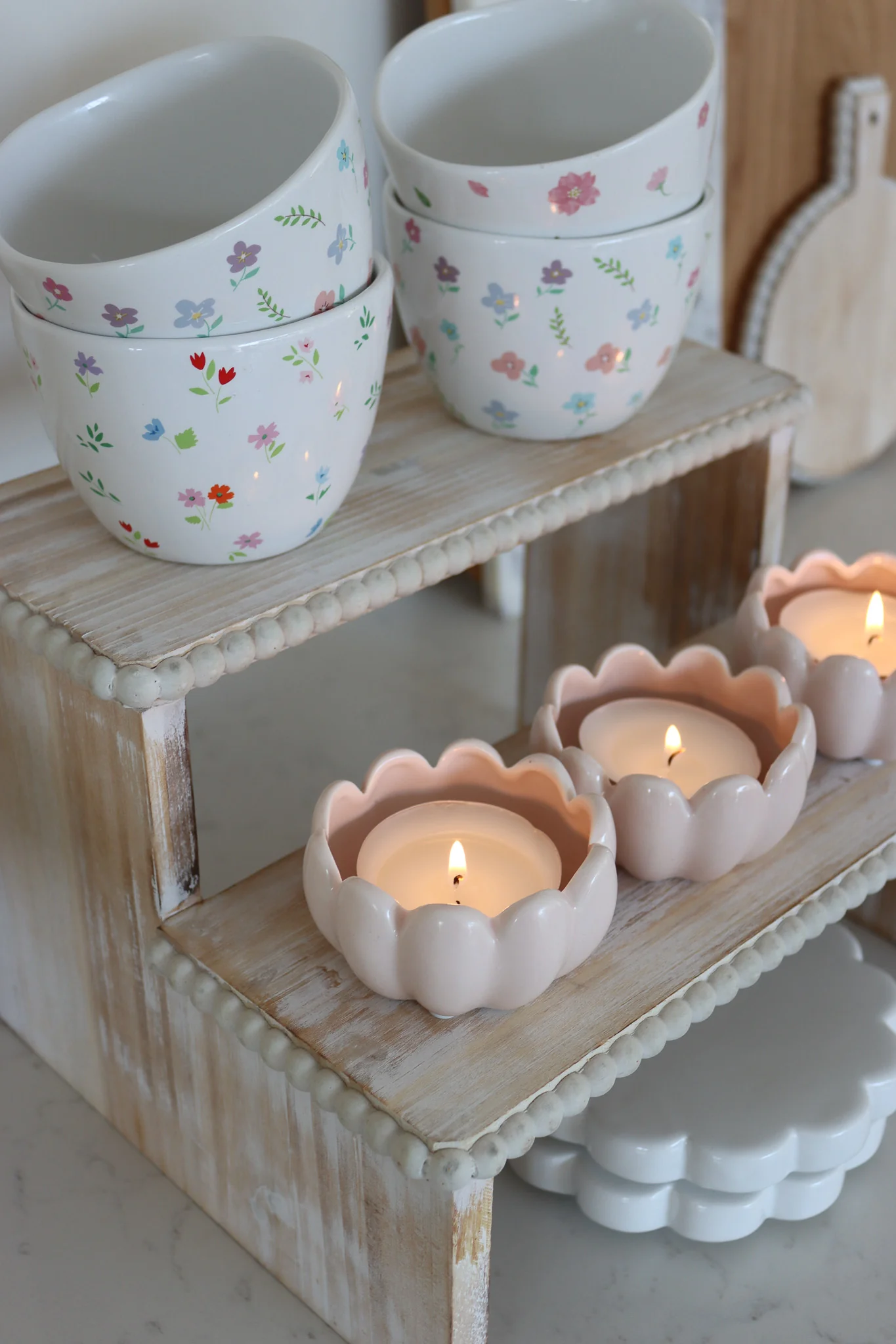 Two Tier Display Stand - Beaded Natural - Image 3