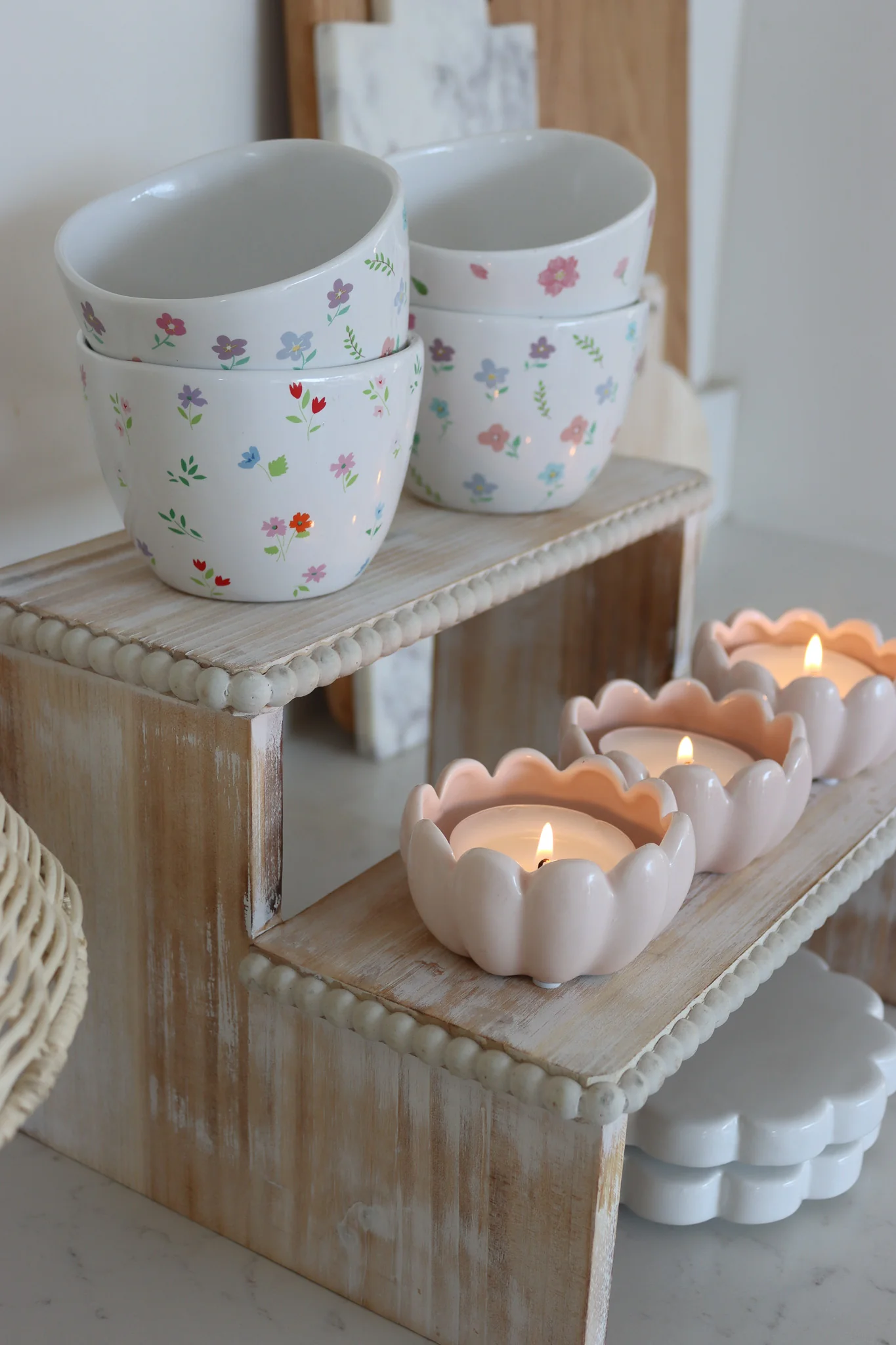 Two Tier Display Stand - Beaded Natural - Image 4