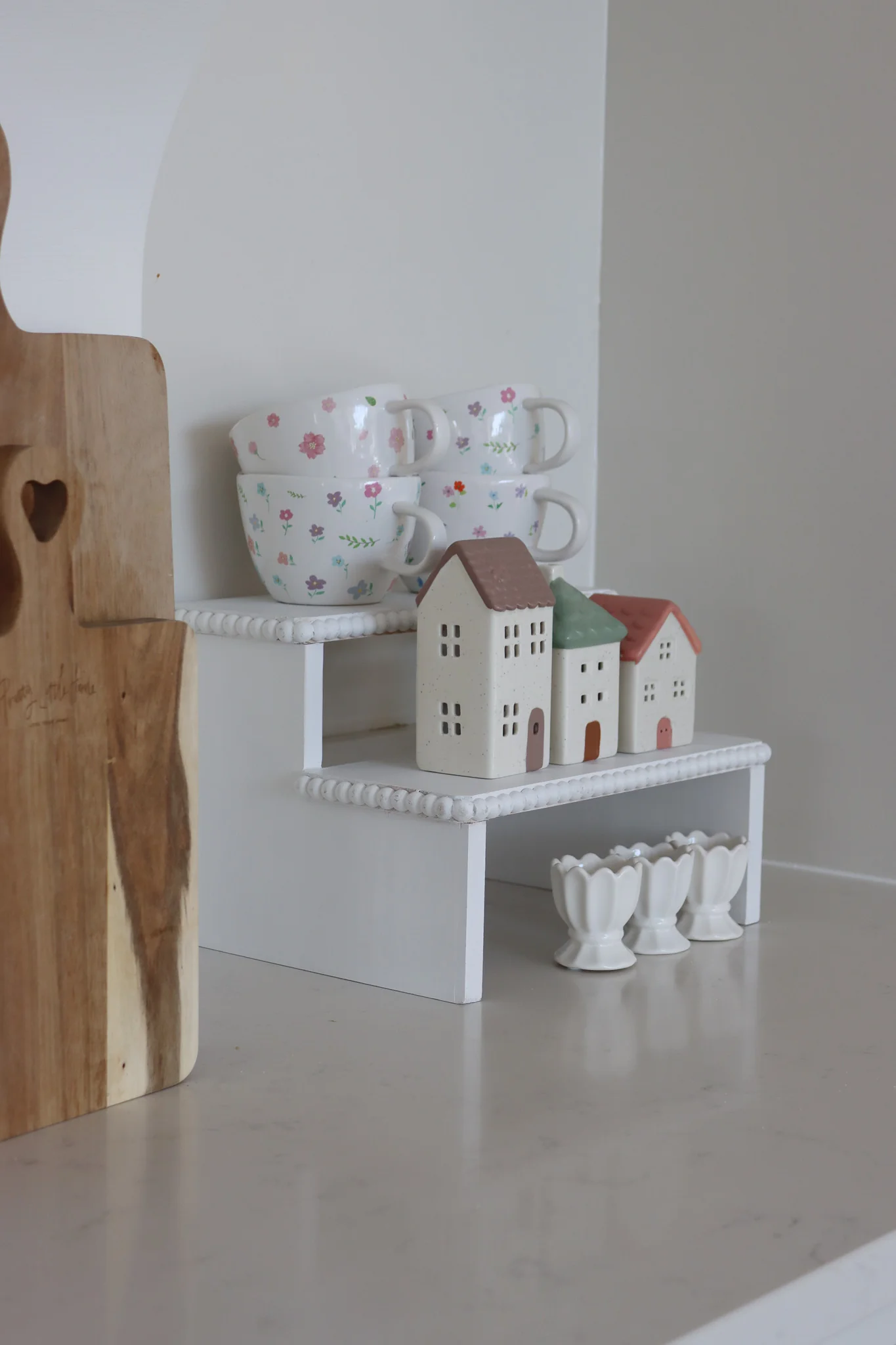 Two Tier Display Stand - Beaded White - Image 2