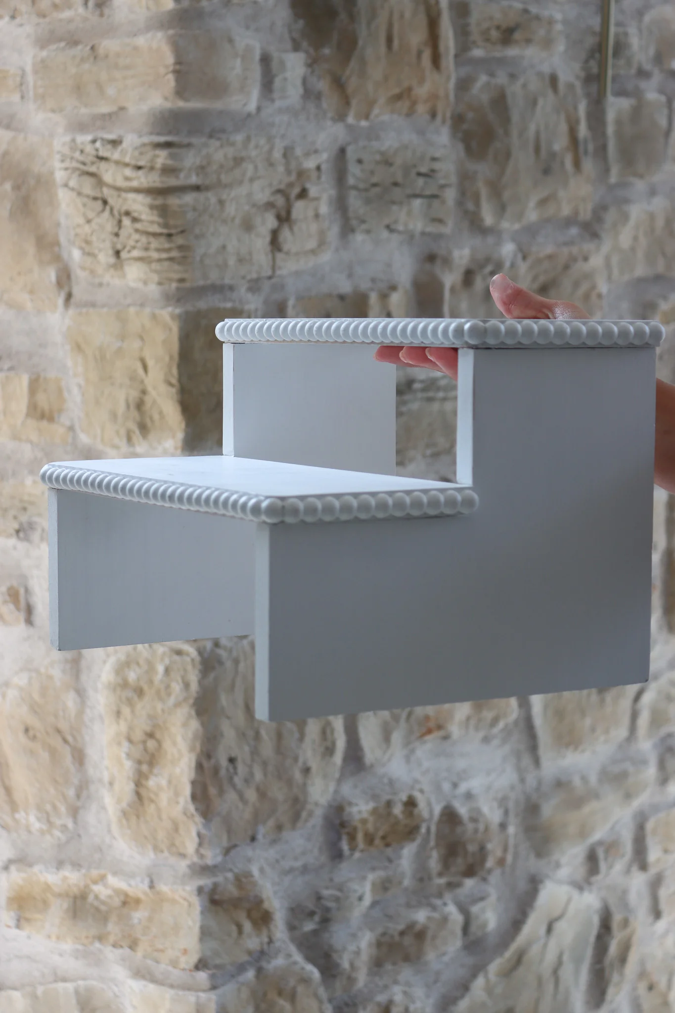 Two Tier Display Stand - Beaded White - Image 3