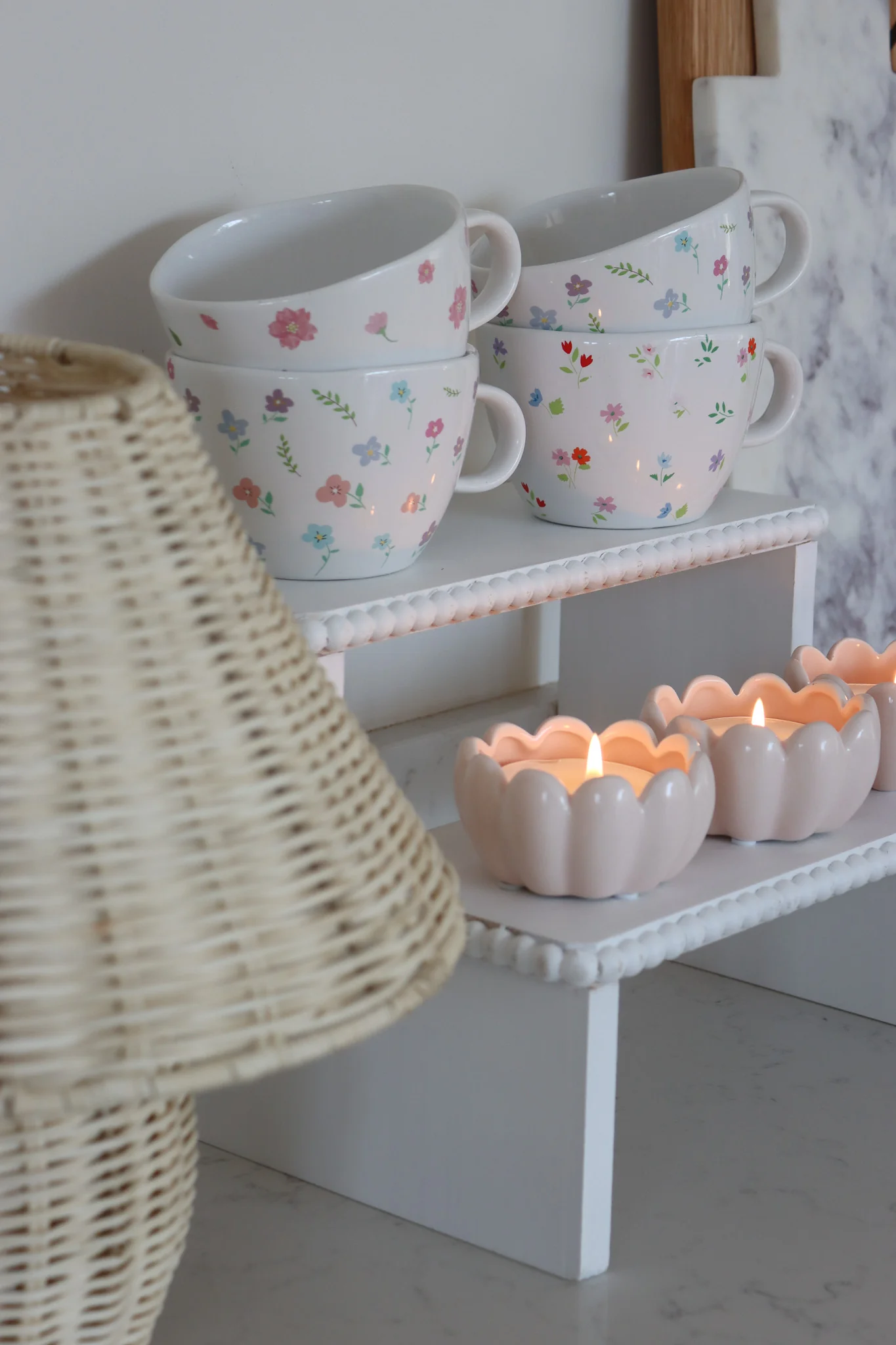 Two Tier Display Stand - Beaded White - Image 4