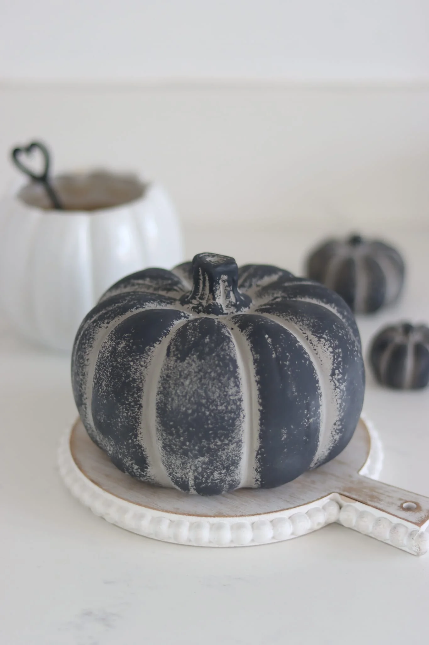 Black Stone Resin Pumpkin - Large