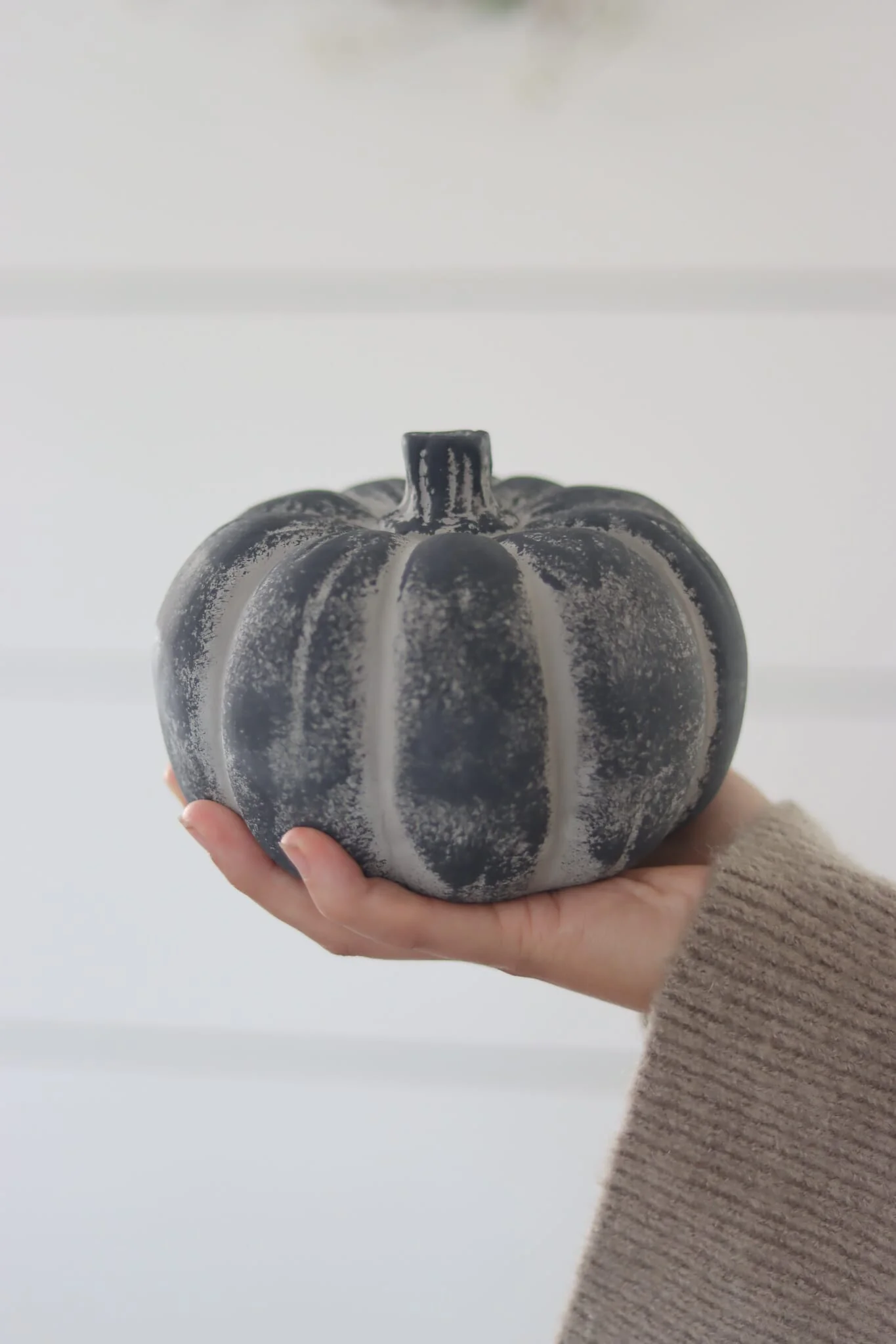 Black Stone Resin Pumpkin - Large - Image 2