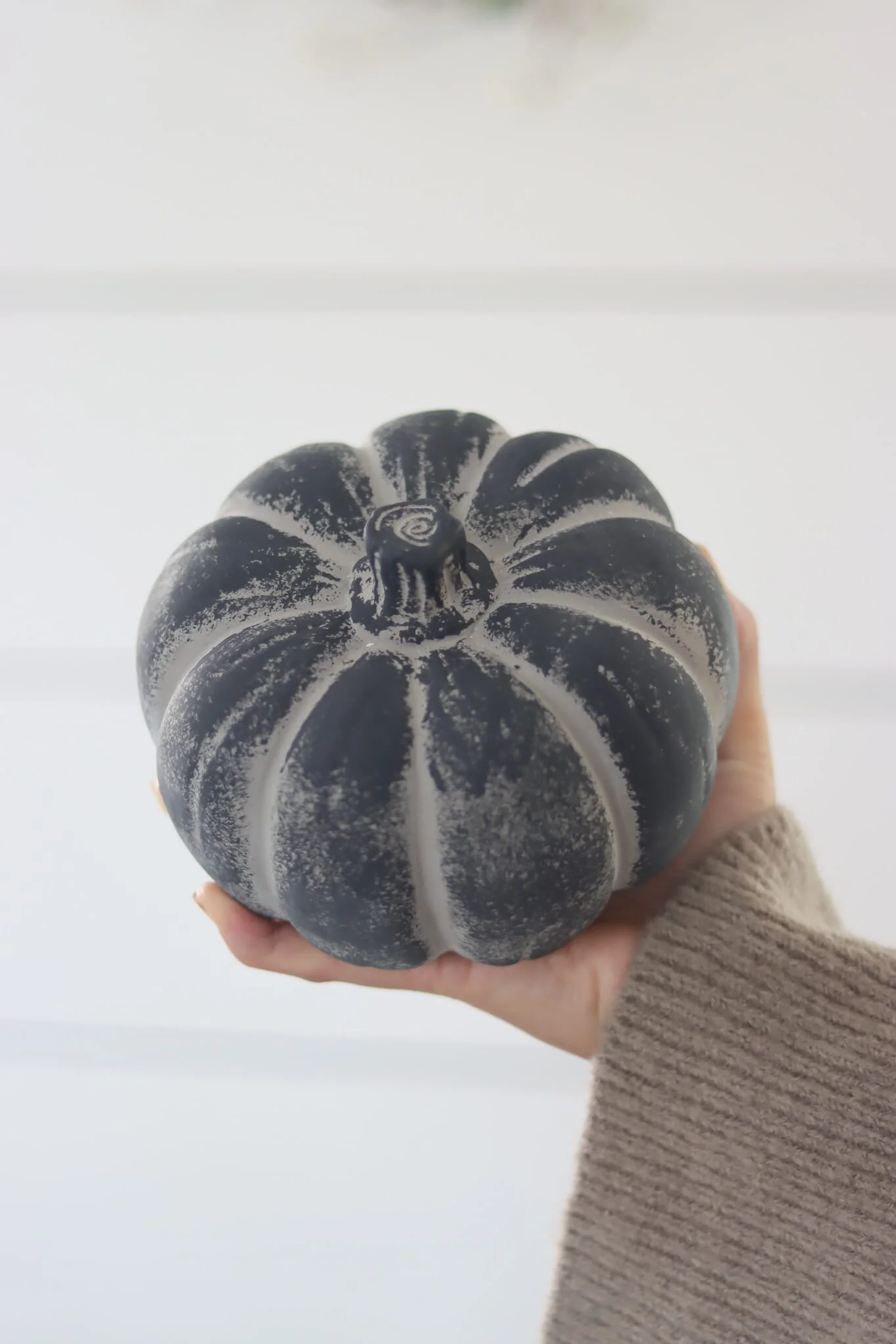 Black Stone Resin Pumpkin - Large - Image 4