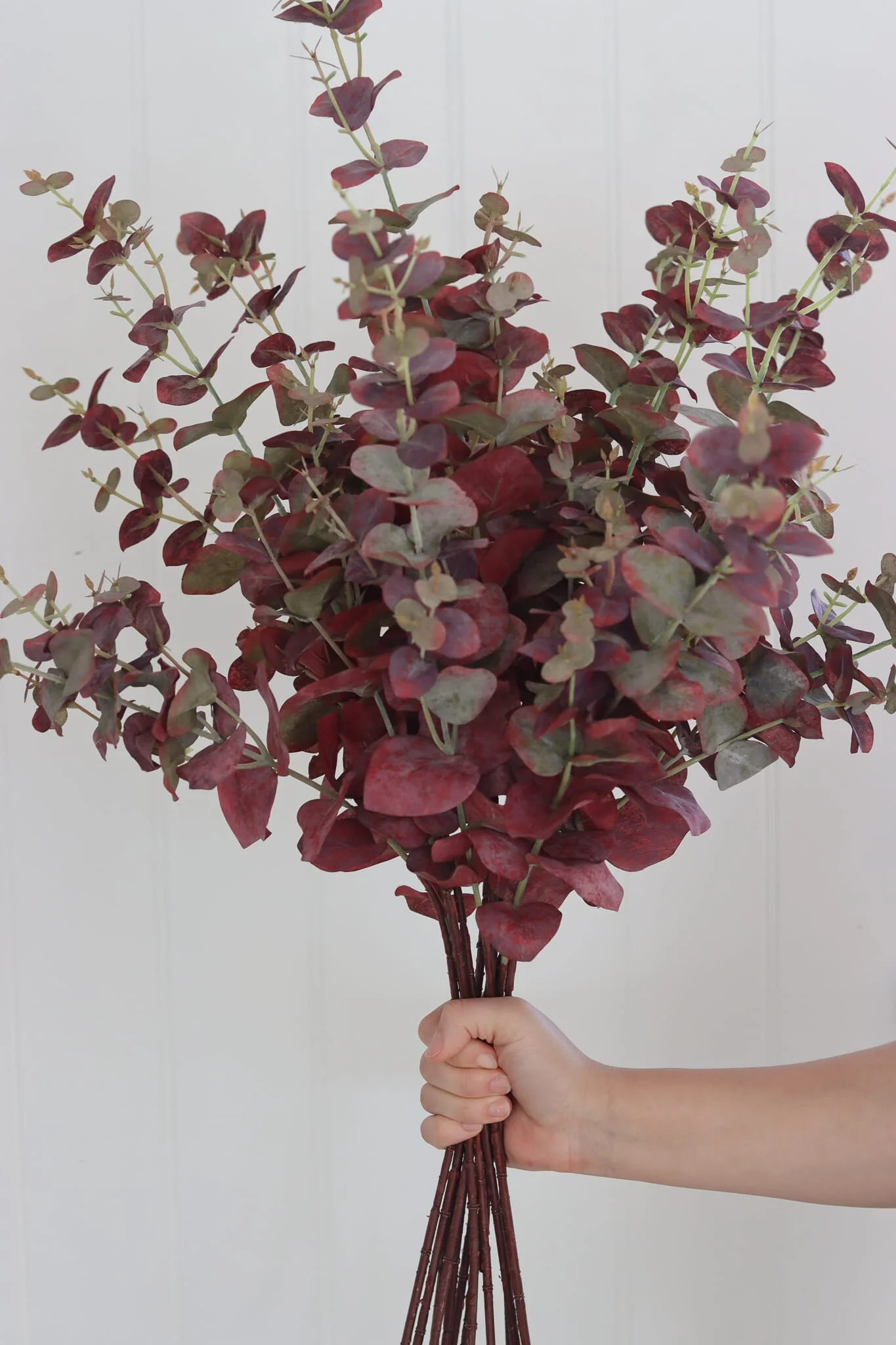 Faux Flowers - Burgundy Eucalyptus Spray - Image 3