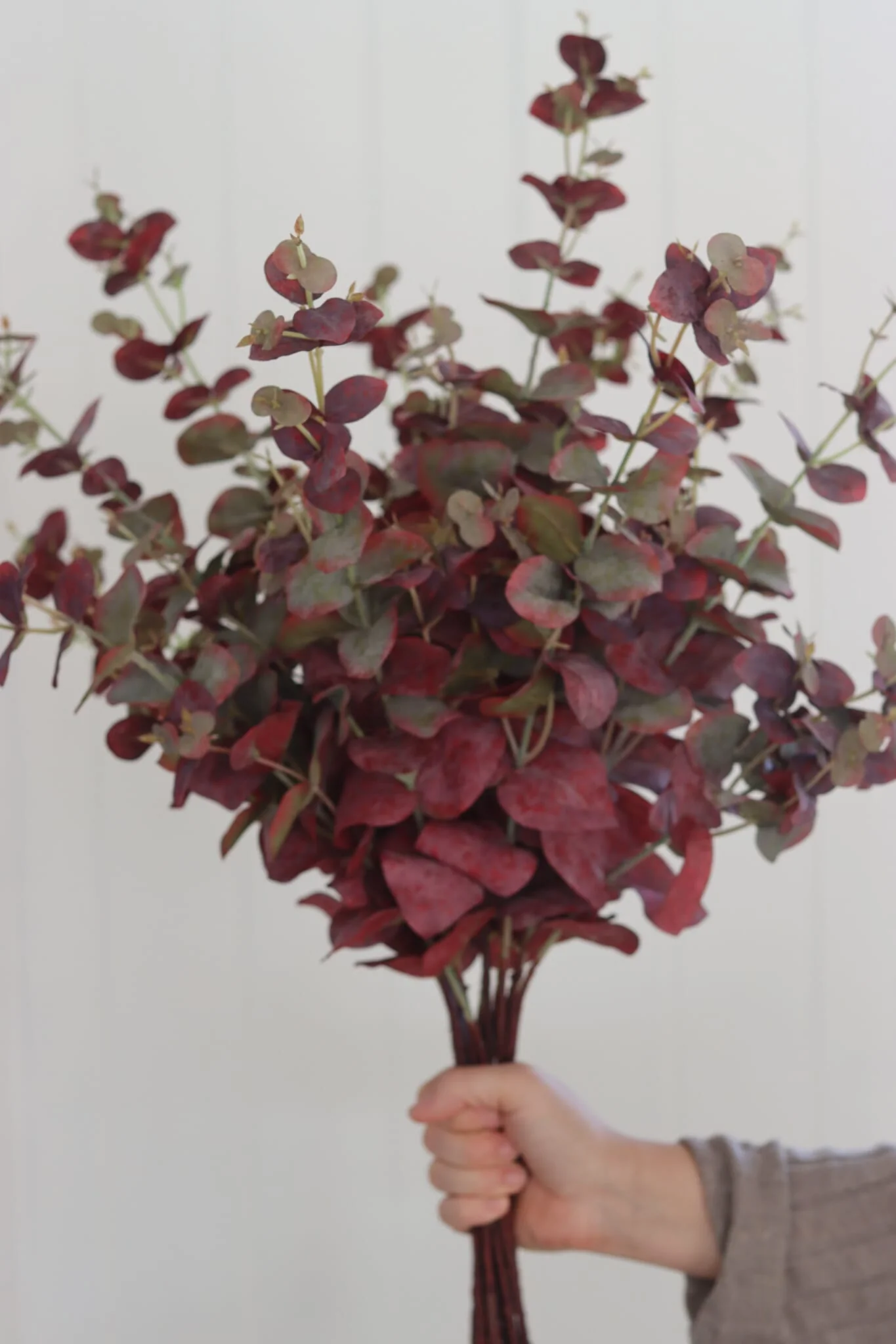 Faux Flowers - Burgundy Eucalyptus Spray - Image 4