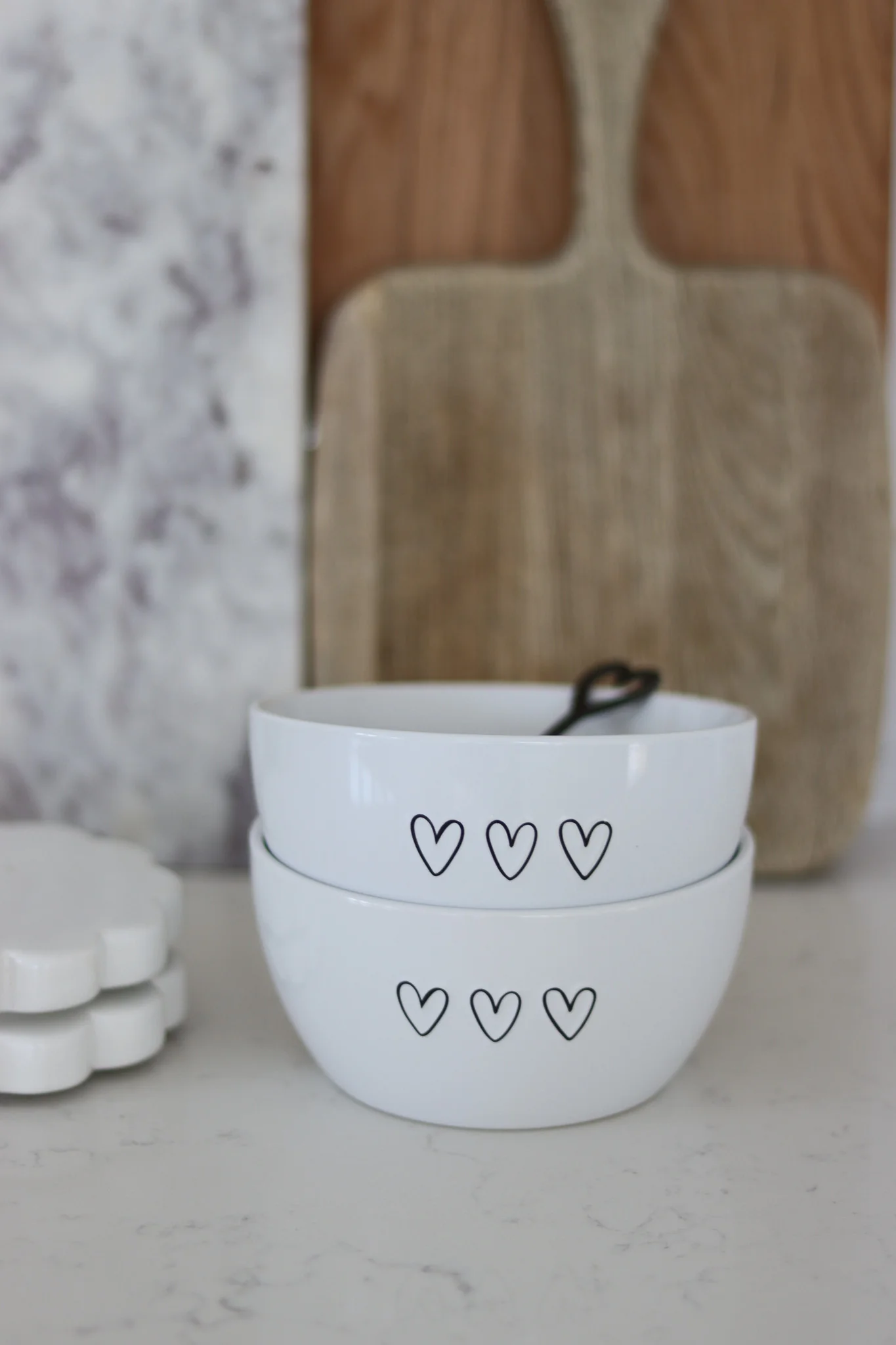 Ceramic Bowl Set – 2 Piece – Black 3 Hearts - Image 4
