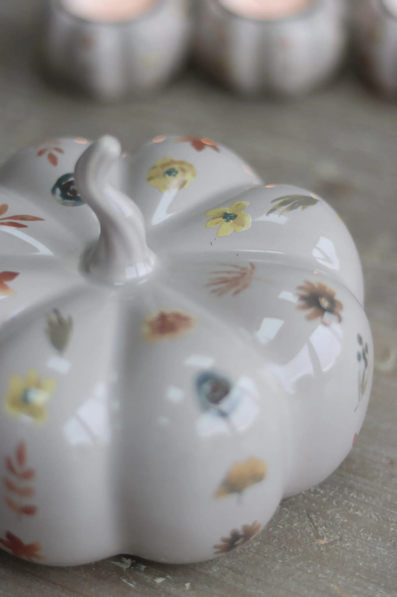 Ceramic Pumpkin Autumn Floral - Large - Image 2