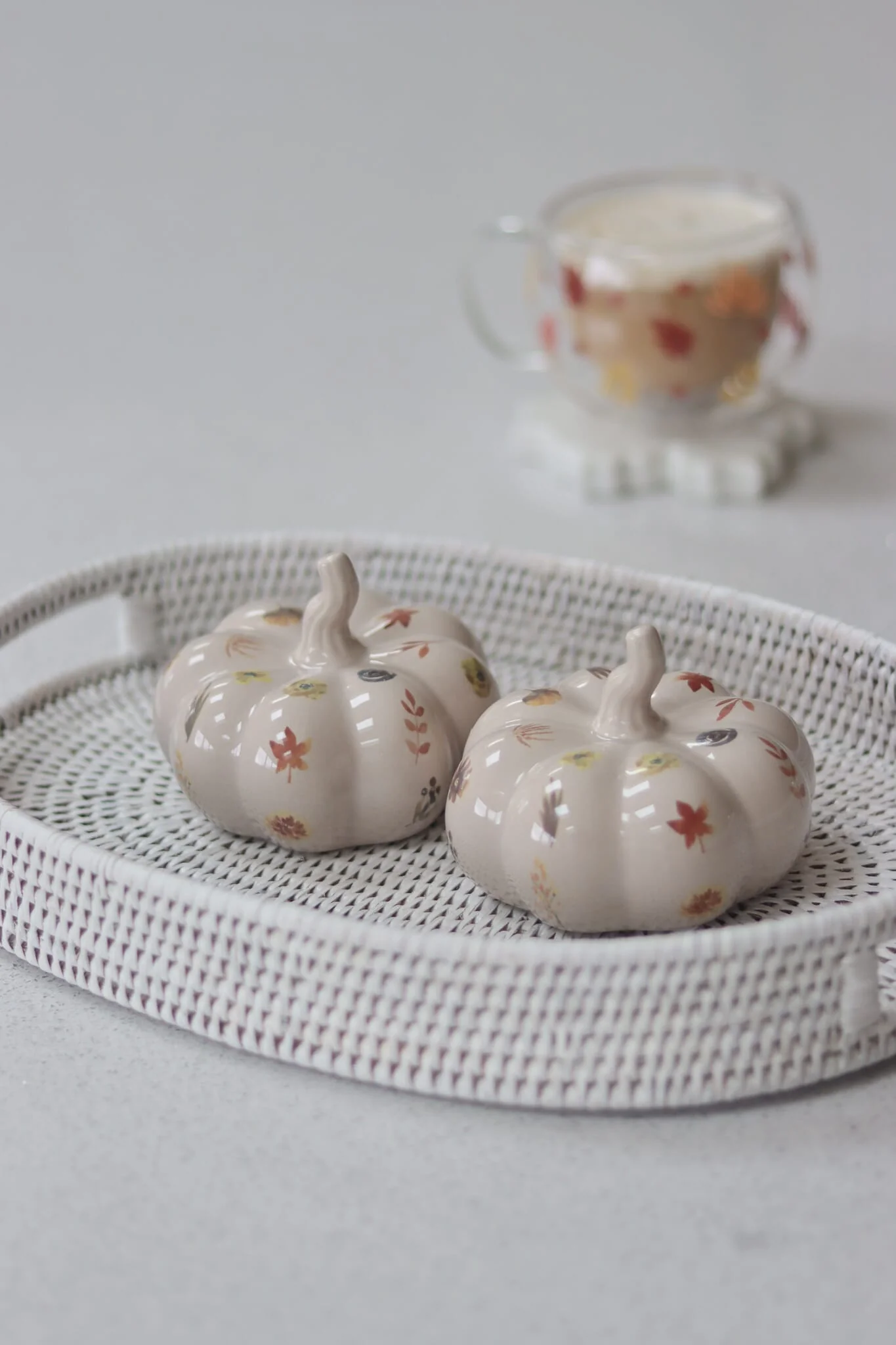 Ceramic Pumpkin Autumn Floral - Medium 2PC