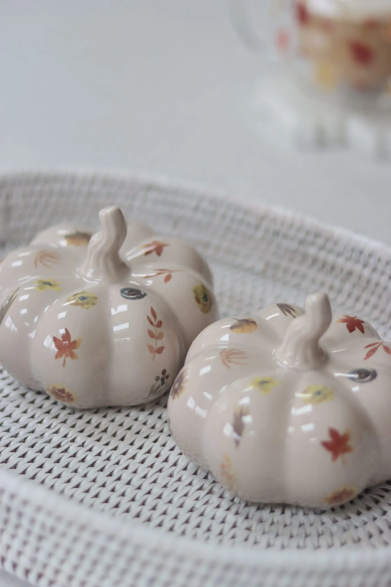 Ceramic Pumpkin Autumn Floral - Medium 2PC - Image 3