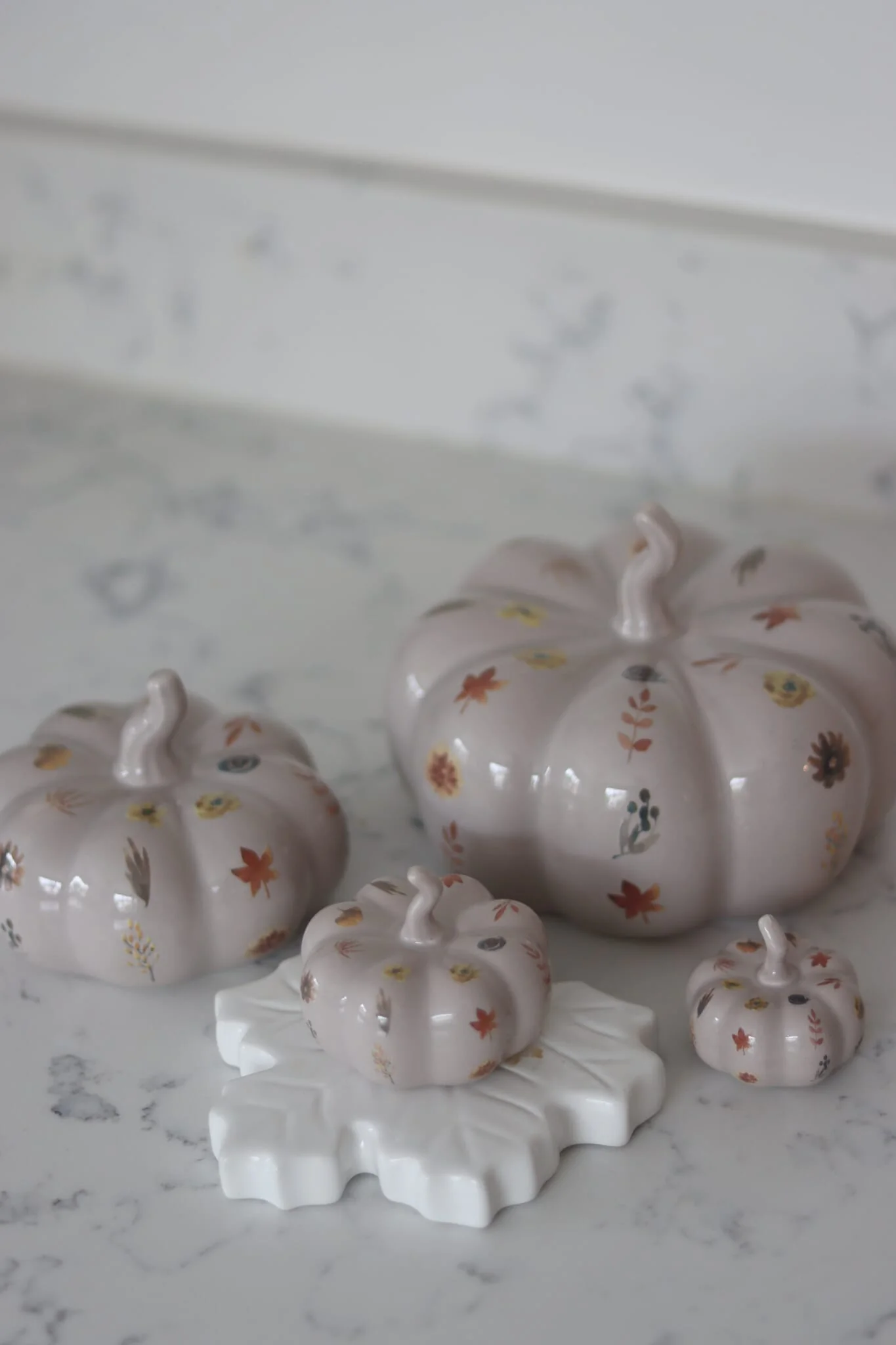 Ceramic Pumpkin Autumn Floral - Medium 2PC - Image 4