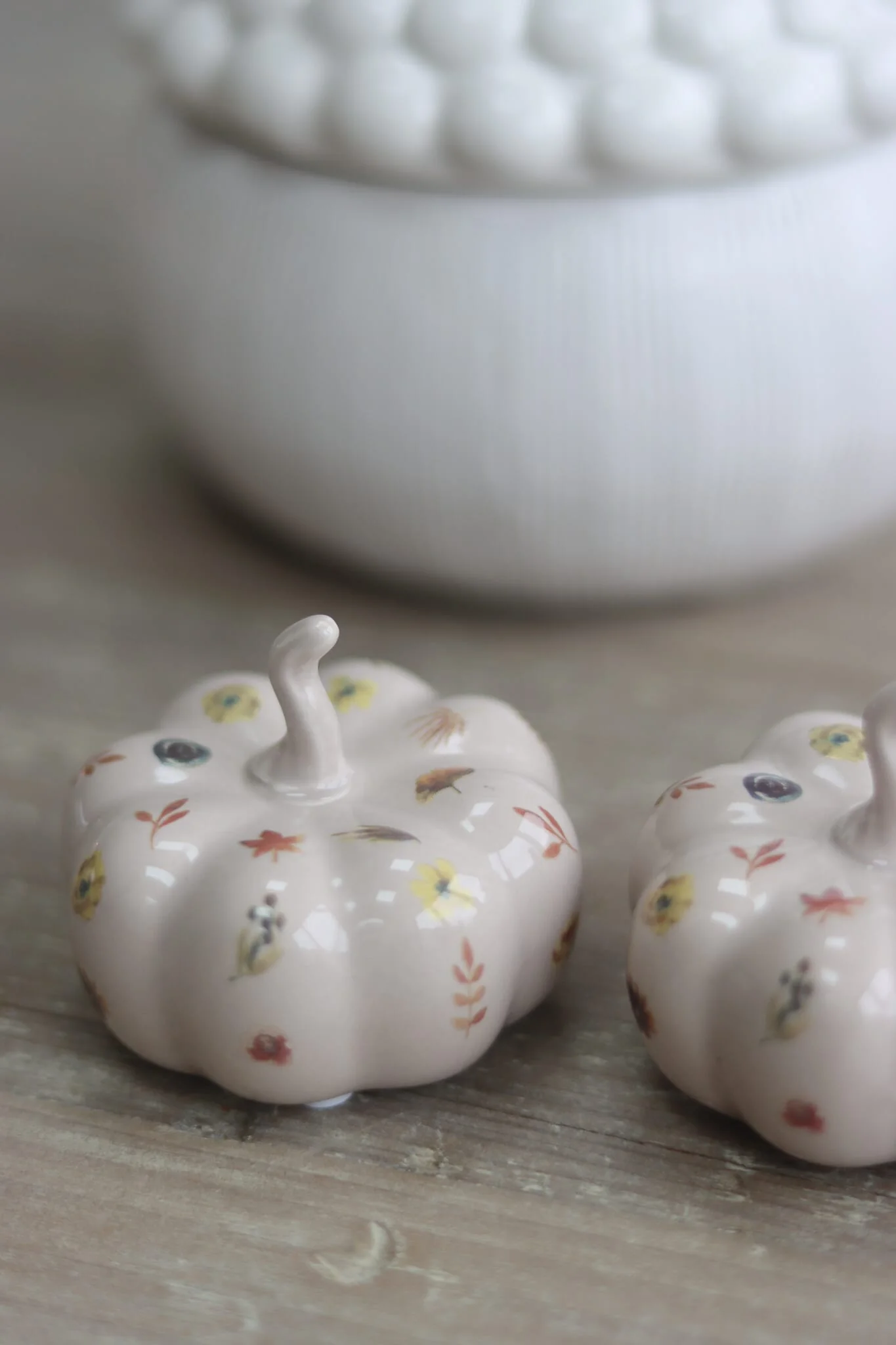 Ceramic Pumpkin Autumn Floral - Small 2PC - Image 3
