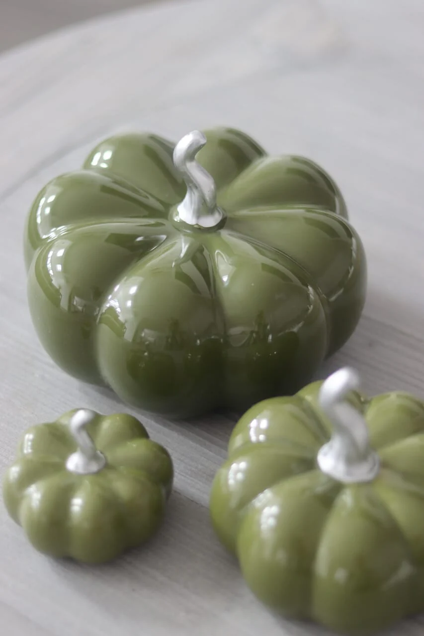 Ceramic Pumpkin Autumnal Green - Large - Image 2
