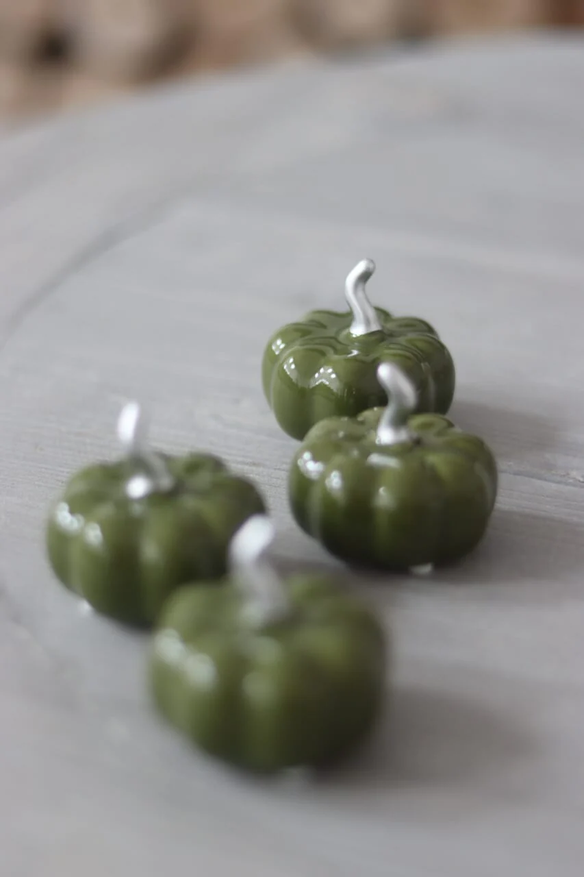 Ceramic Pumpkin Autumnal Green - Tiny 4PC