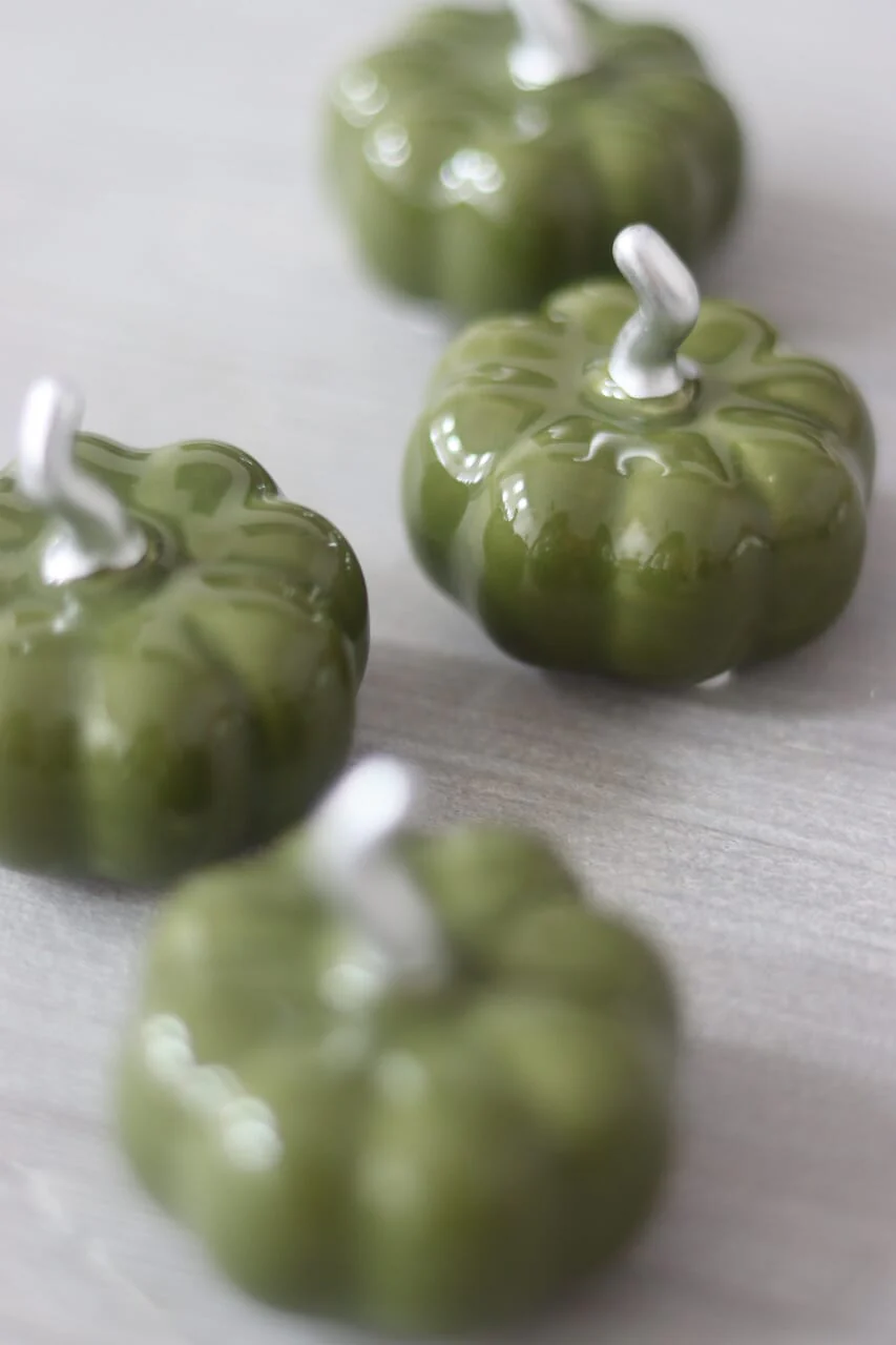 Ceramic Pumpkin Autumnal Green - Tiny 4PC - Image 3