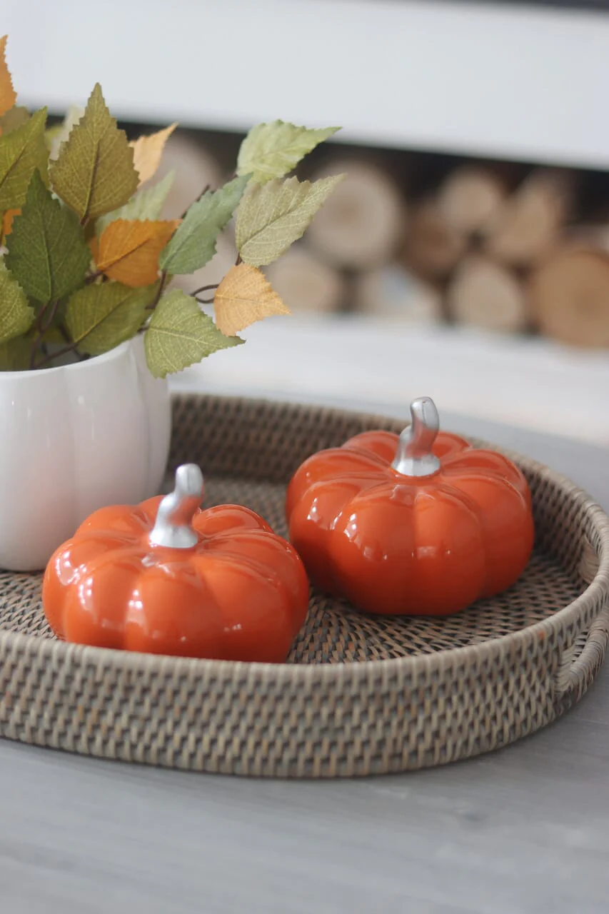 Ceramic Pumpkin Autumnal Orange- Medium 2PC - Image 4