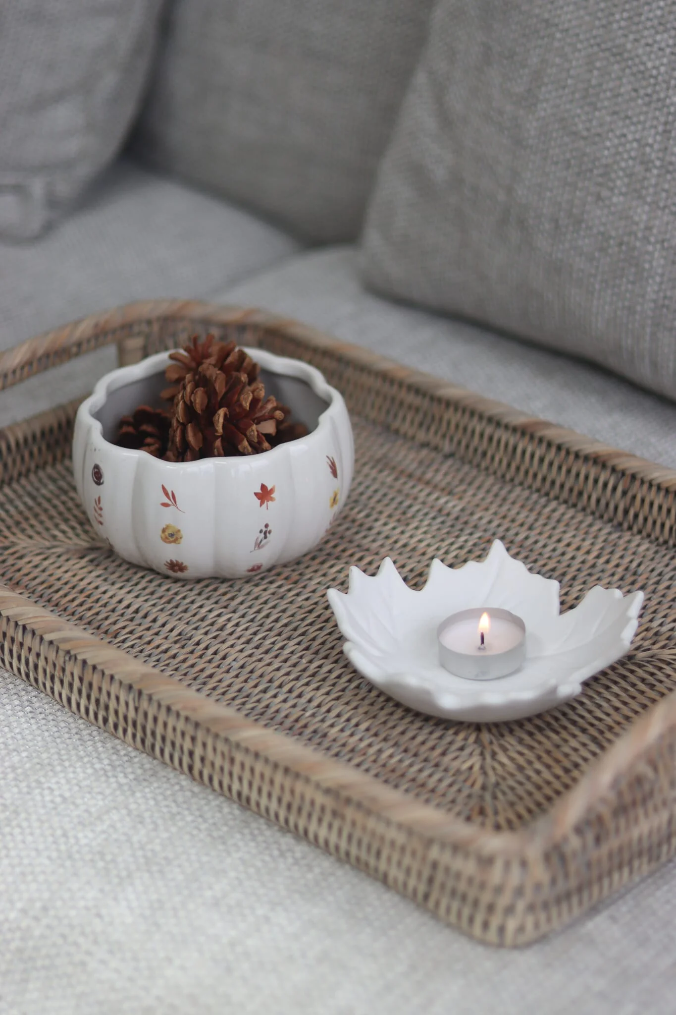 Ceramic Pumpkin Bowl - White Floral - Image 2