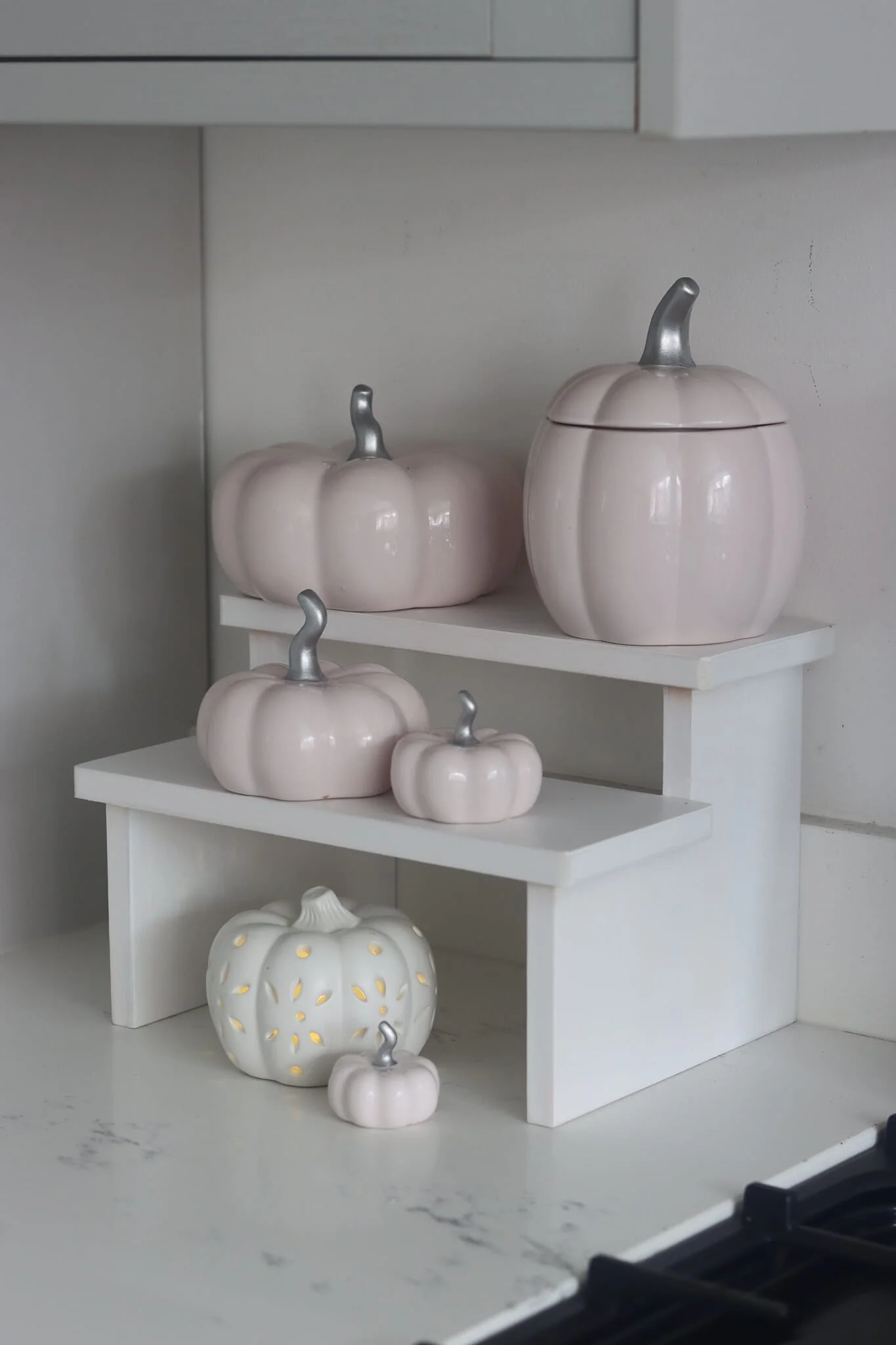 Ceramic Pumpkin Family - Light Pink/Silver - Image 2