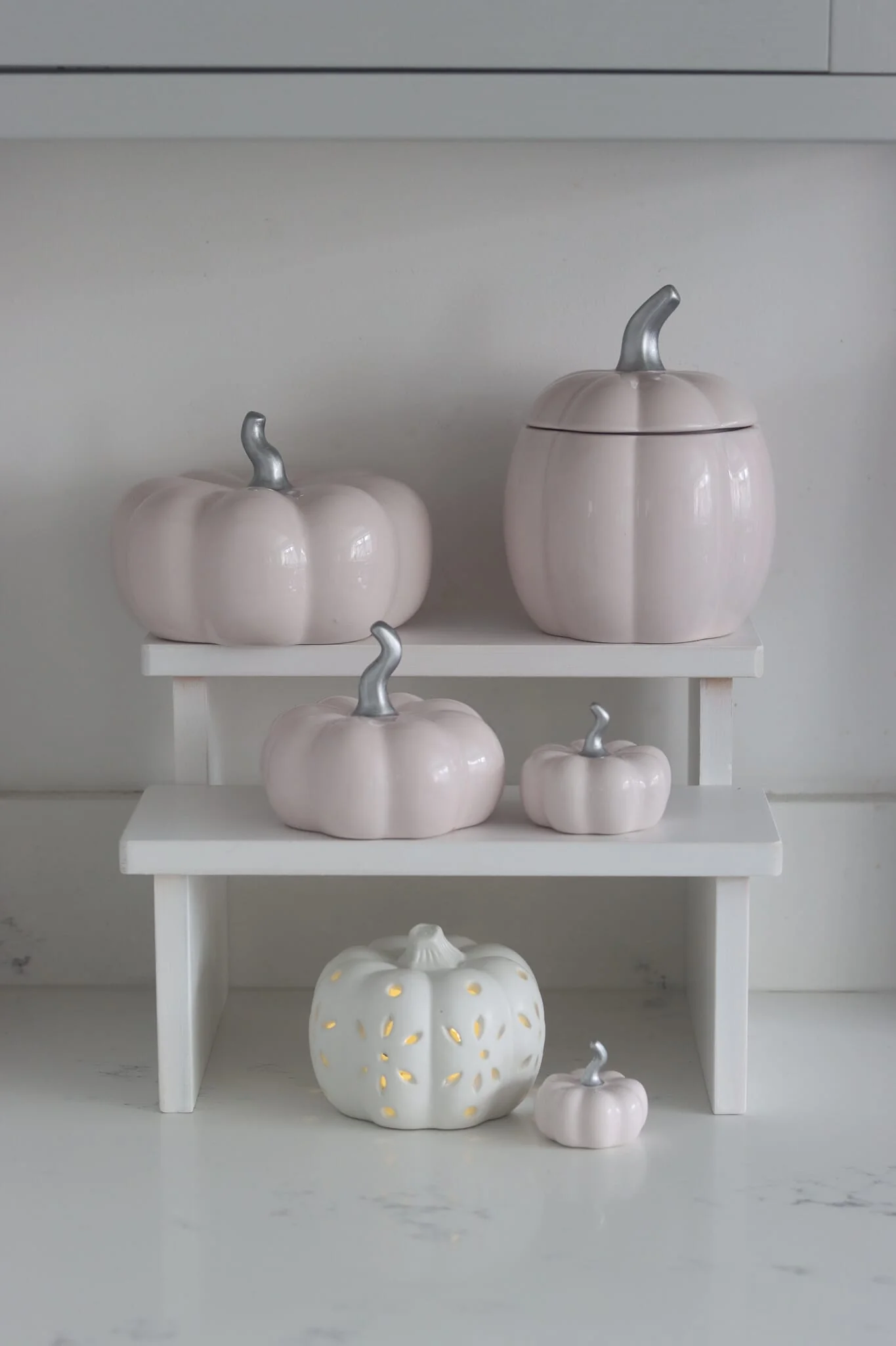 Ceramic Pumpkin Family - Light Pink/Silver - Image 4