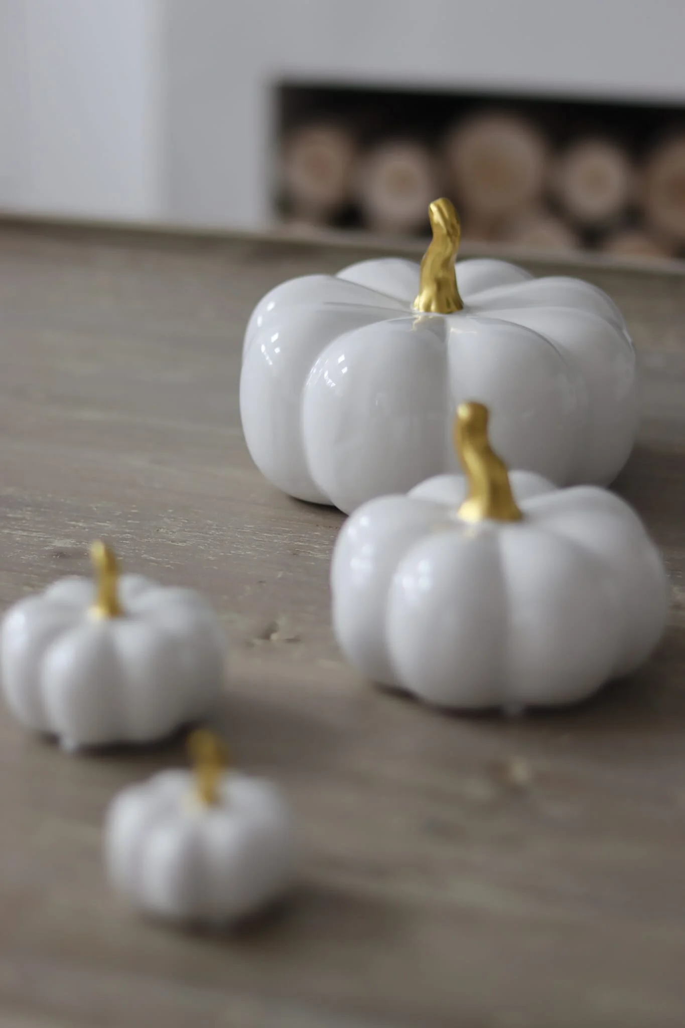 Ceramic Pumpkin Family - White/Gold - Image 3