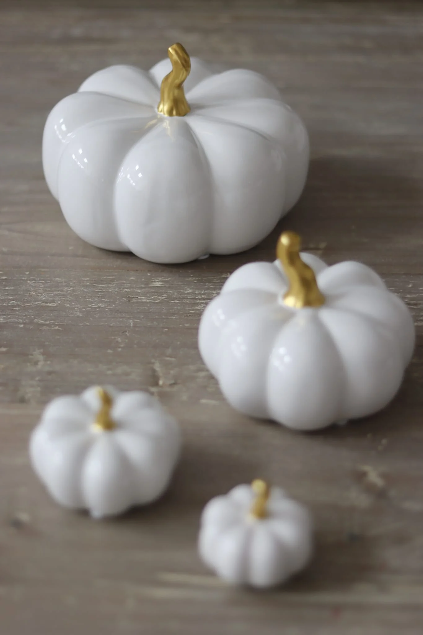 Ceramic Pumpkin Family - White/Gold - Image 4
