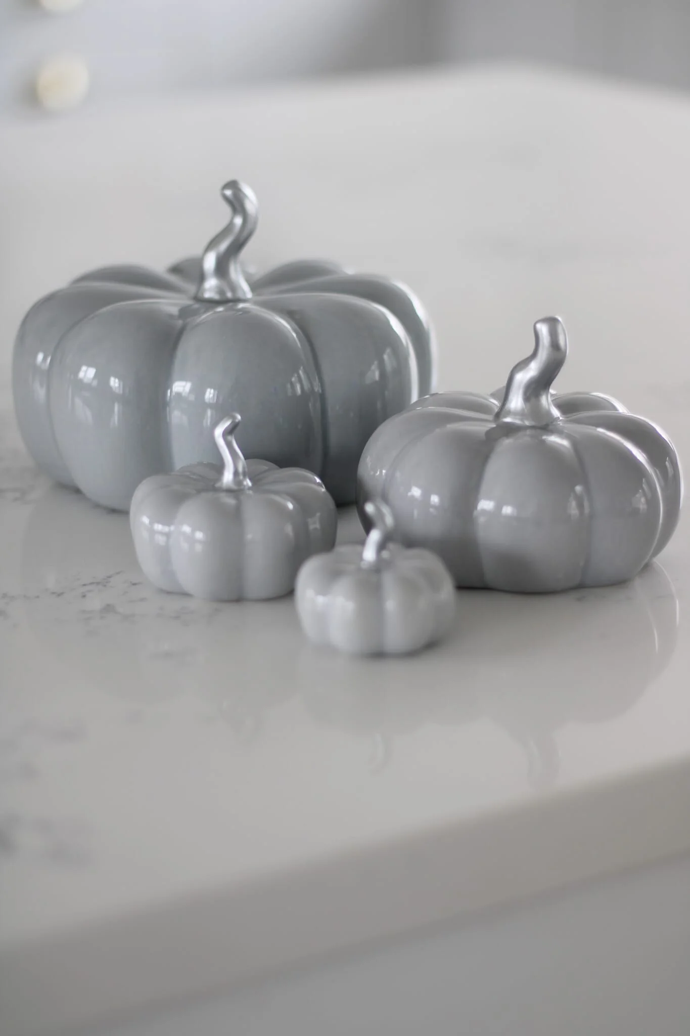 Ceramic Pumpkin Grey - Tiny 4PC - Image 3