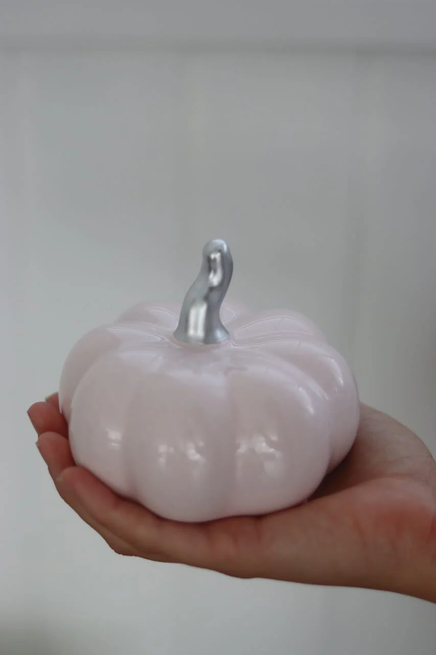Ceramic Pumpkin Light Pink/Silver - Medium 2PC - Image 2