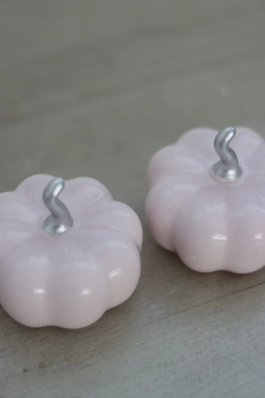 Ceramic Pumpkin Light Pink/Silver - Small 2PC - Image 4