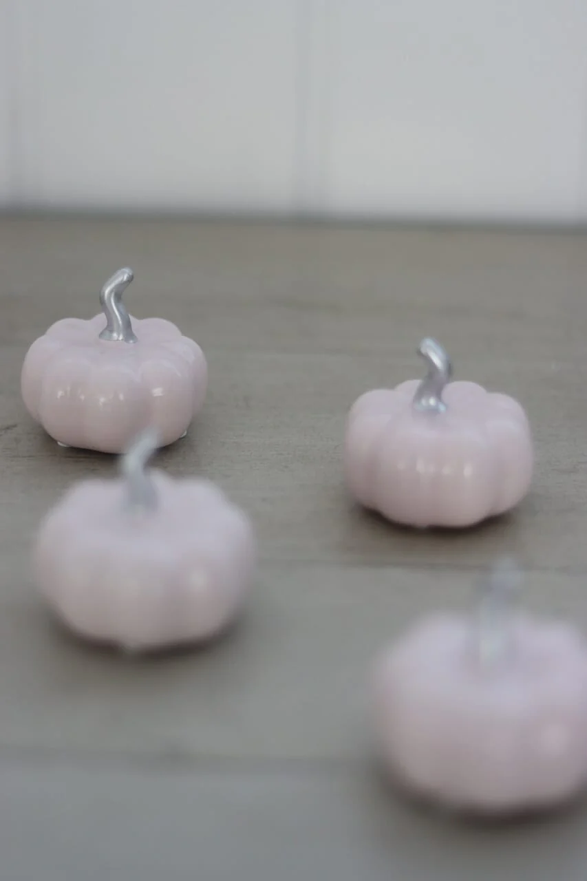 Ceramic Pumpkin Light Pink/Silver - Tiny 4PC - Image 4