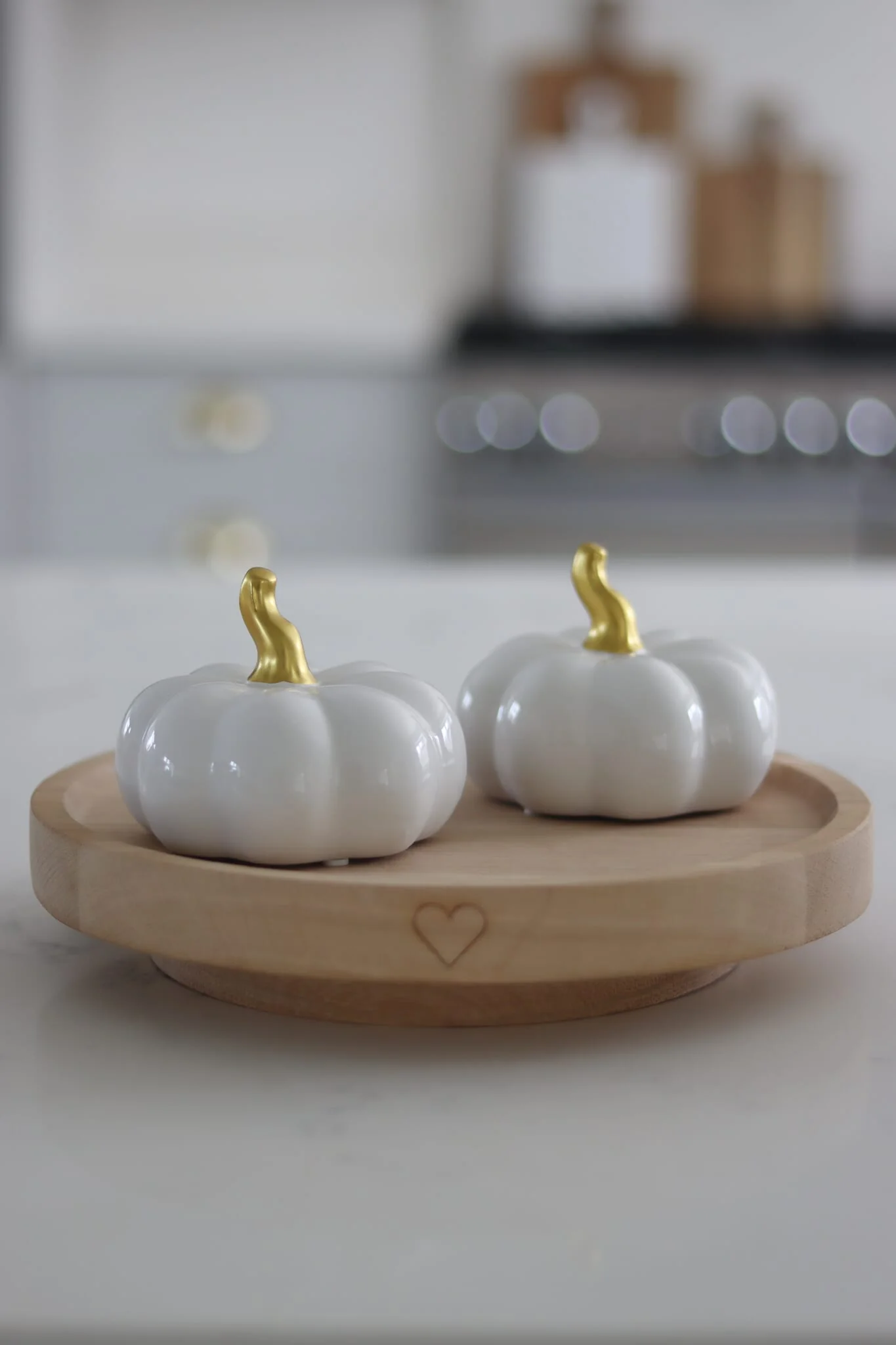 Ceramic Pumpkin White/Gold - Medium 2PC - Image 4