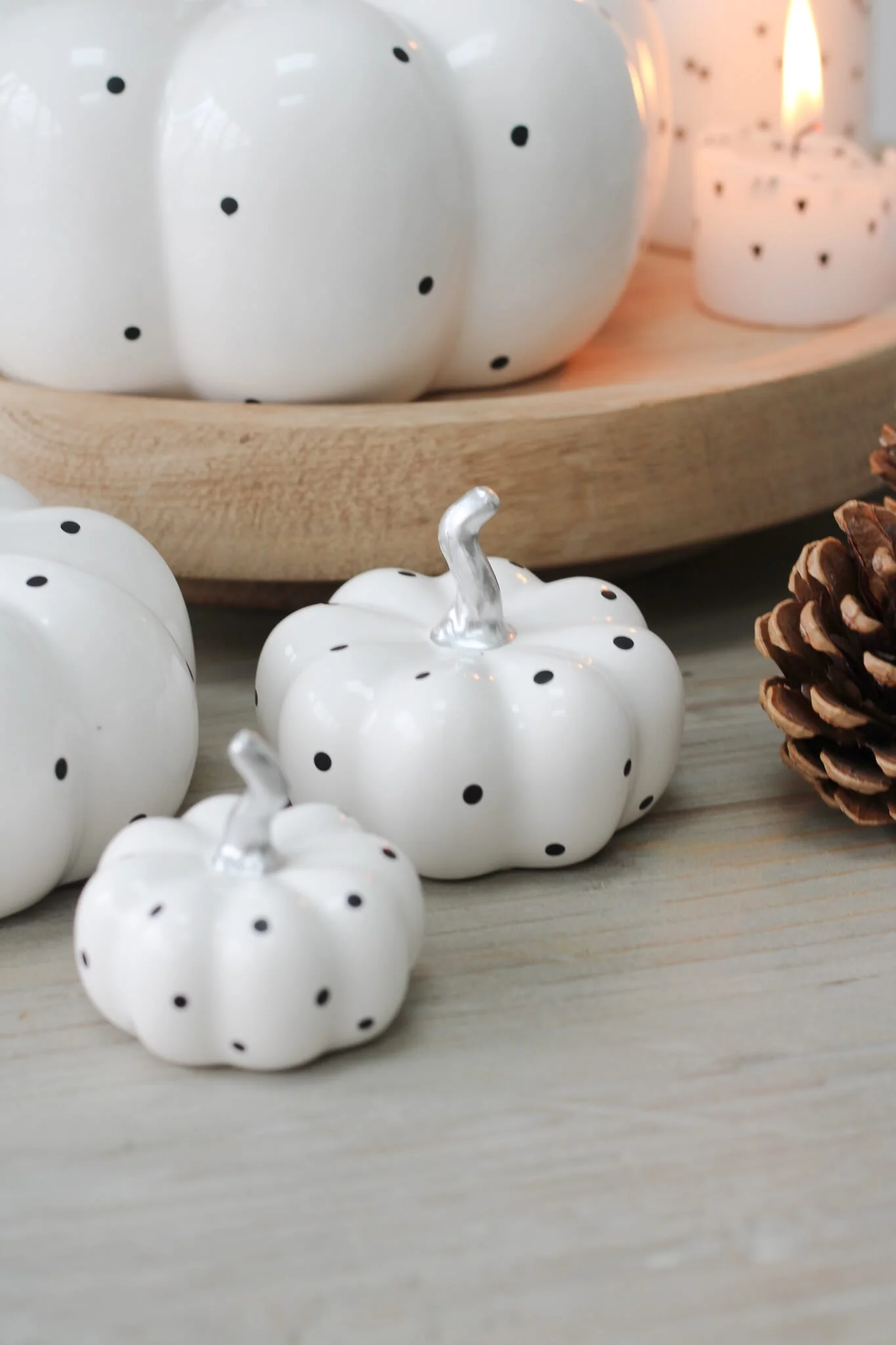 Ceramic Pumpkin White Polka Dot - Large - Image 10
