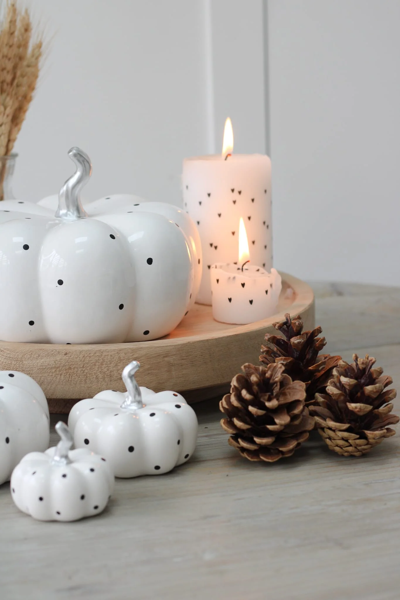 Ceramic Pumpkin White Polka Dot - Large - Image 6