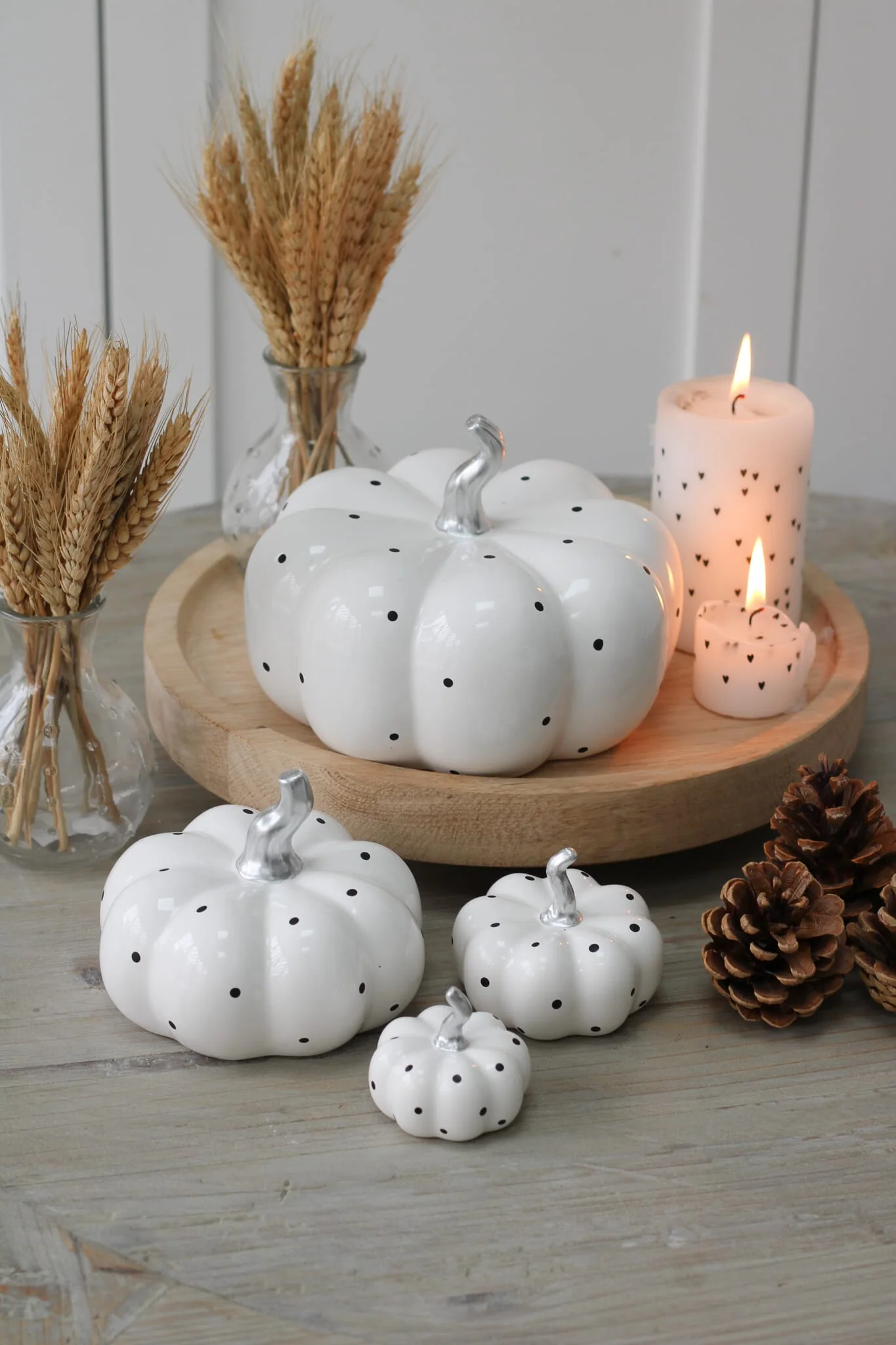 Ceramic Pumpkin White Polka Dot - Large - Image 8