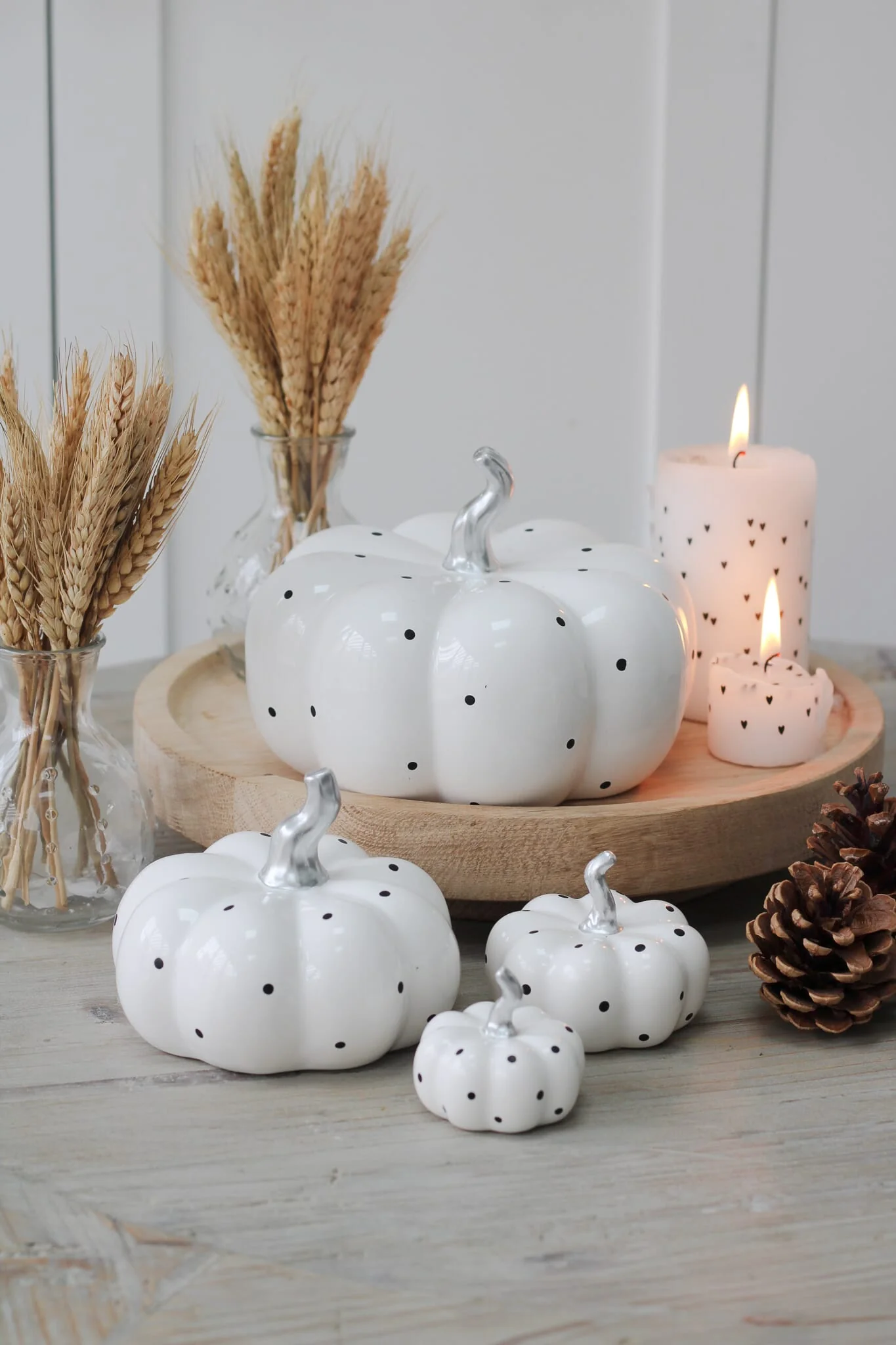Ceramic Pumpkin White Polka Dot - Small 2Pc Set - Image 3