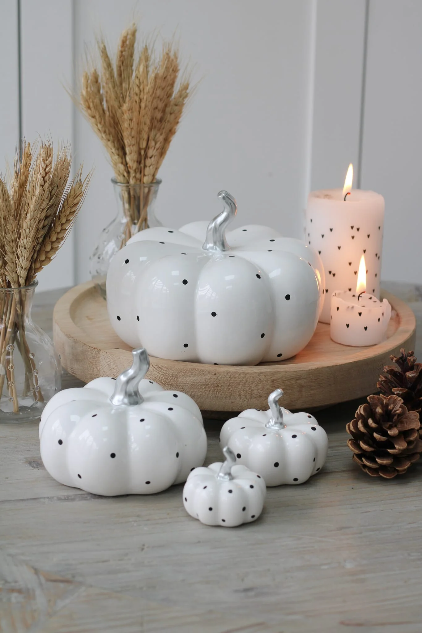Ceramic Pumpkin White Polka Dot - Small 2Pc Set - Image 4