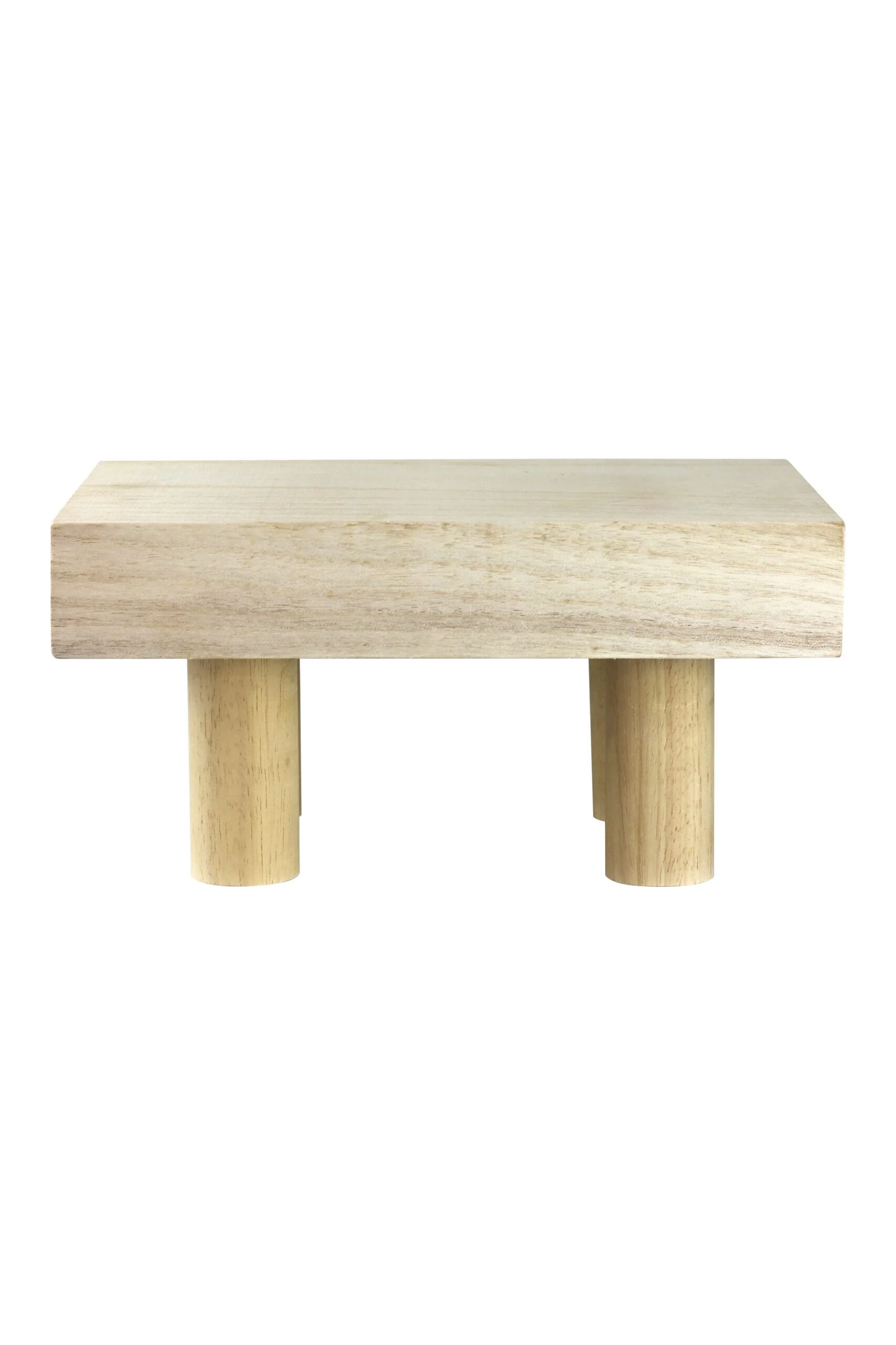 Chunky Square Wooden Stool -Natural - Image 2