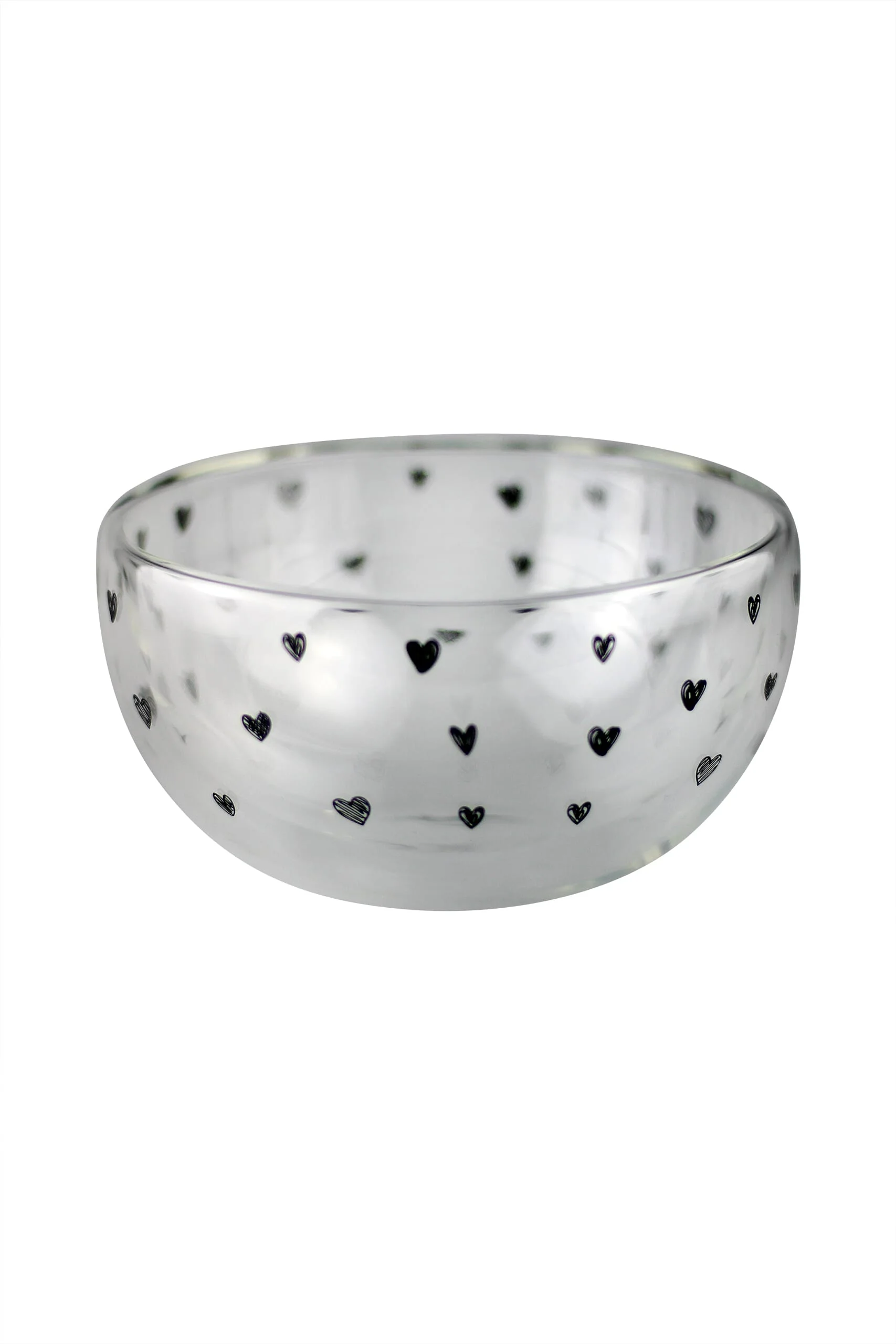 Double Wall Glass Bowl - Black/MultiHeart - Image 4