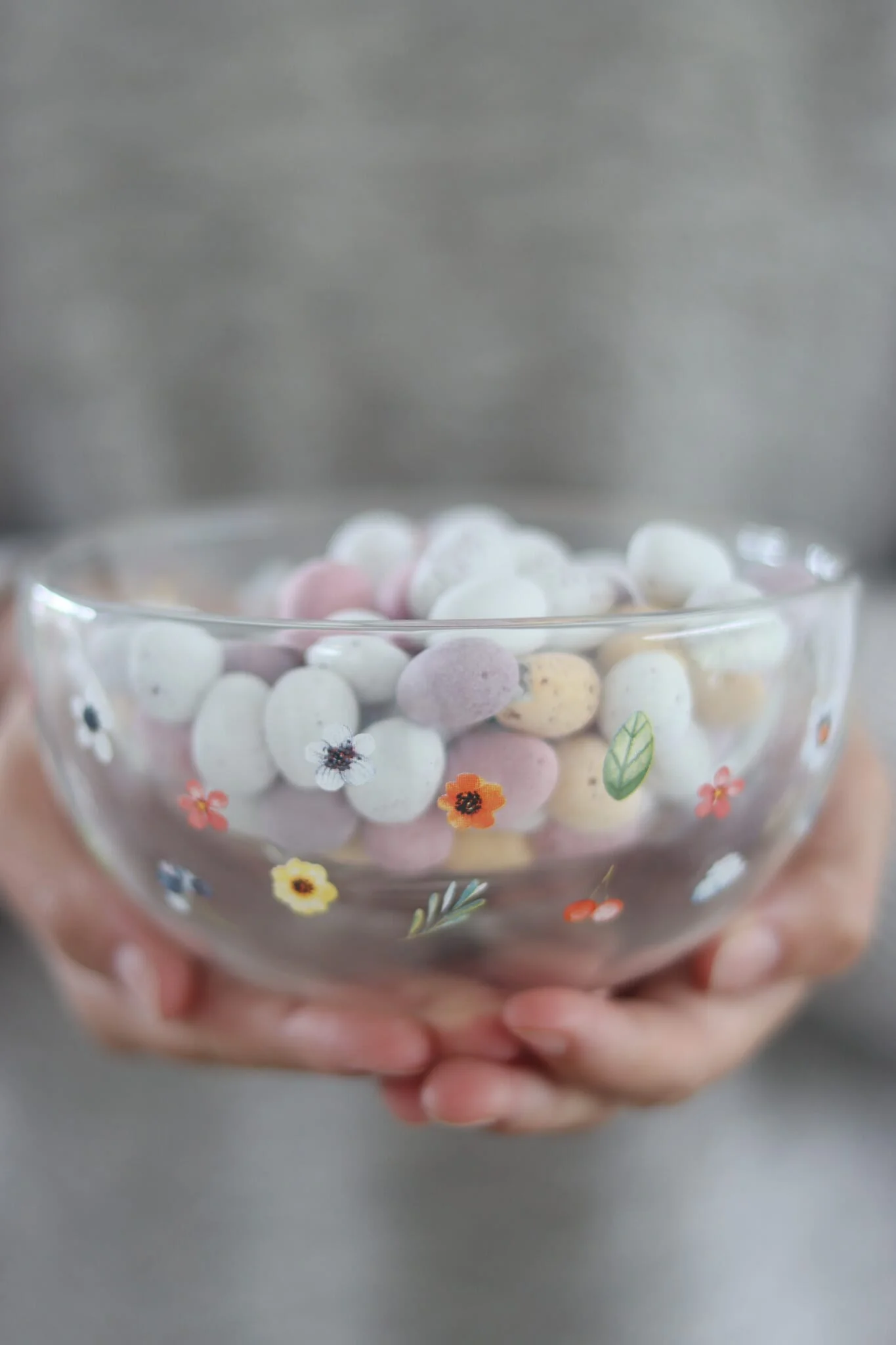 Double Wall Glass Bowl - Colourful Flowers