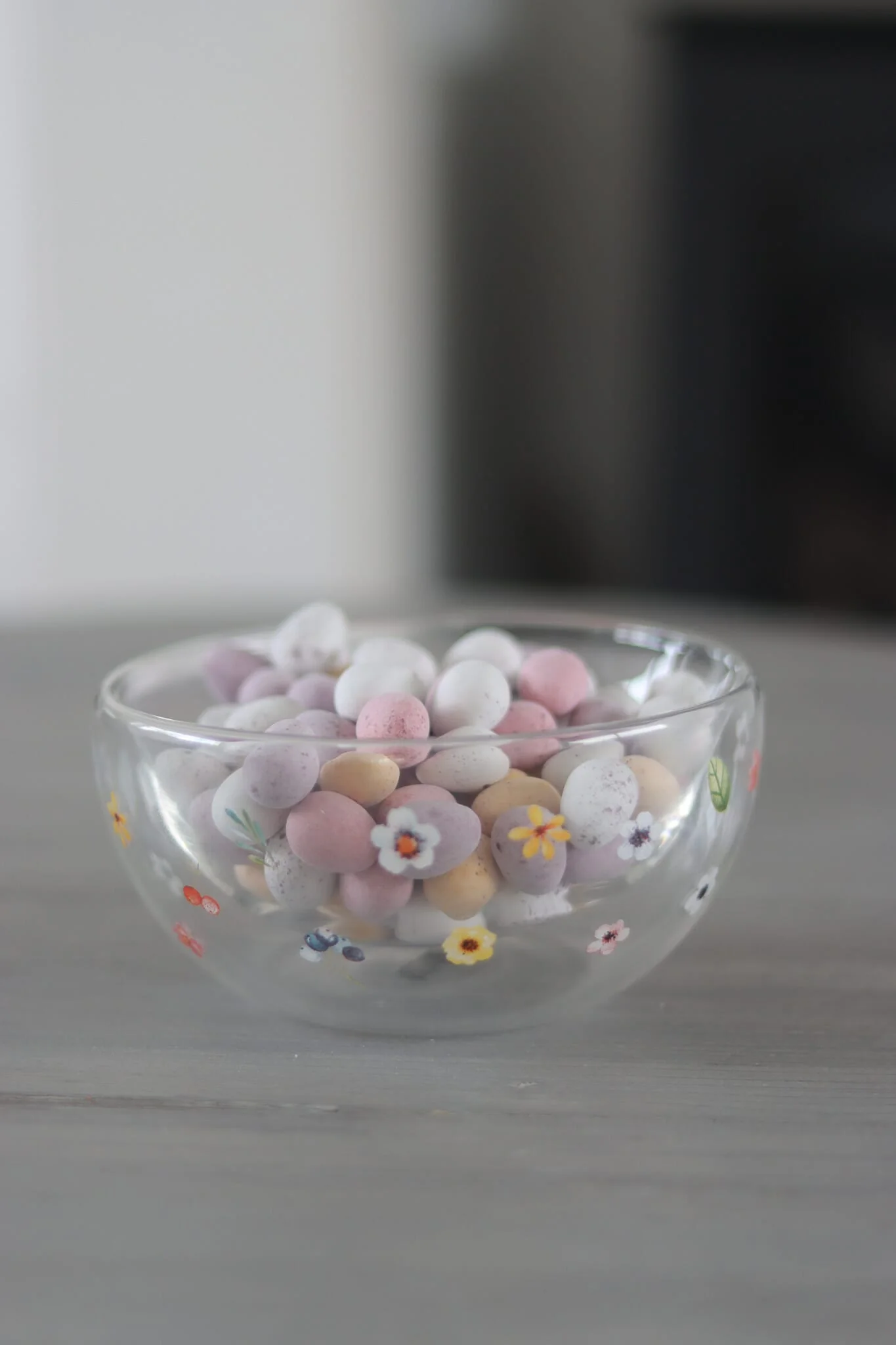 Double Wall Glass Bowl - Colourful Flowers - Image 2