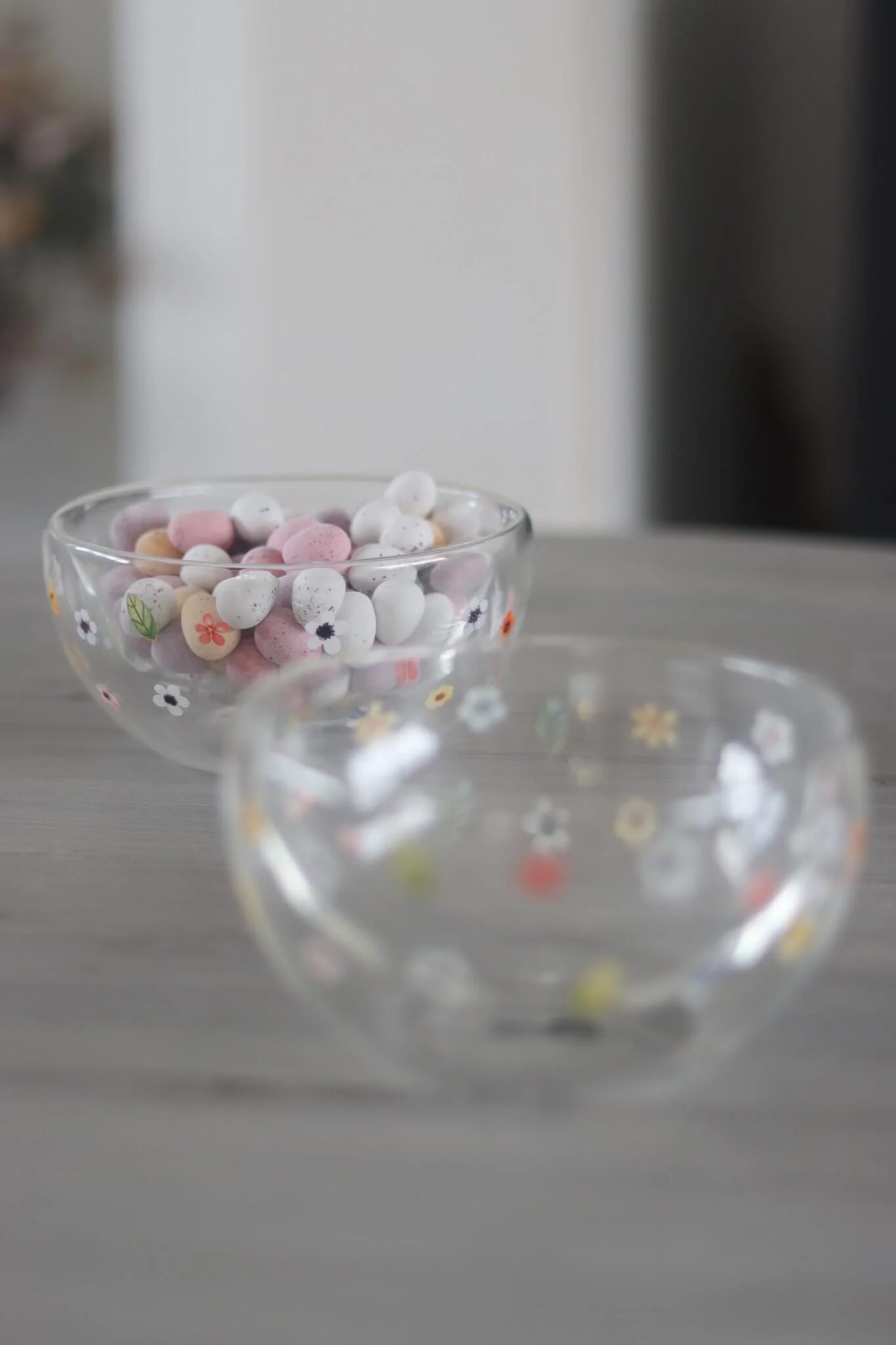Double Wall Glass Bowl - Colourful Flowers - Image 4