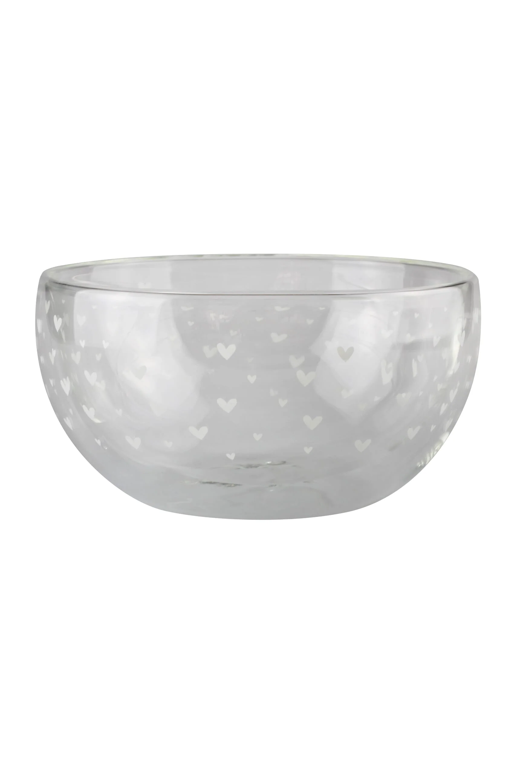 Double Wall Glass Bowl - Small MultiHearts/White - Image 3