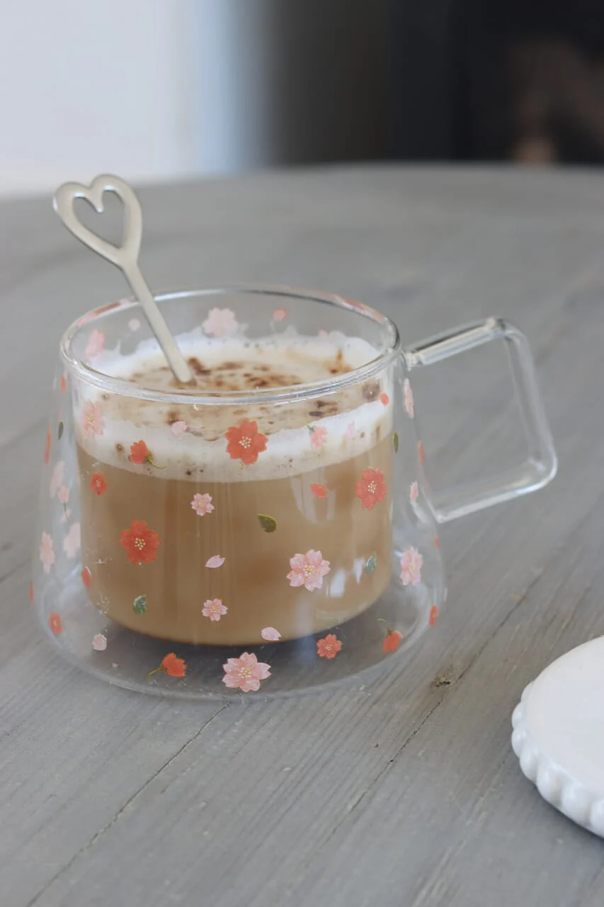 Wrap Around Double Walled Glass Mug - Blossom - Image 2
