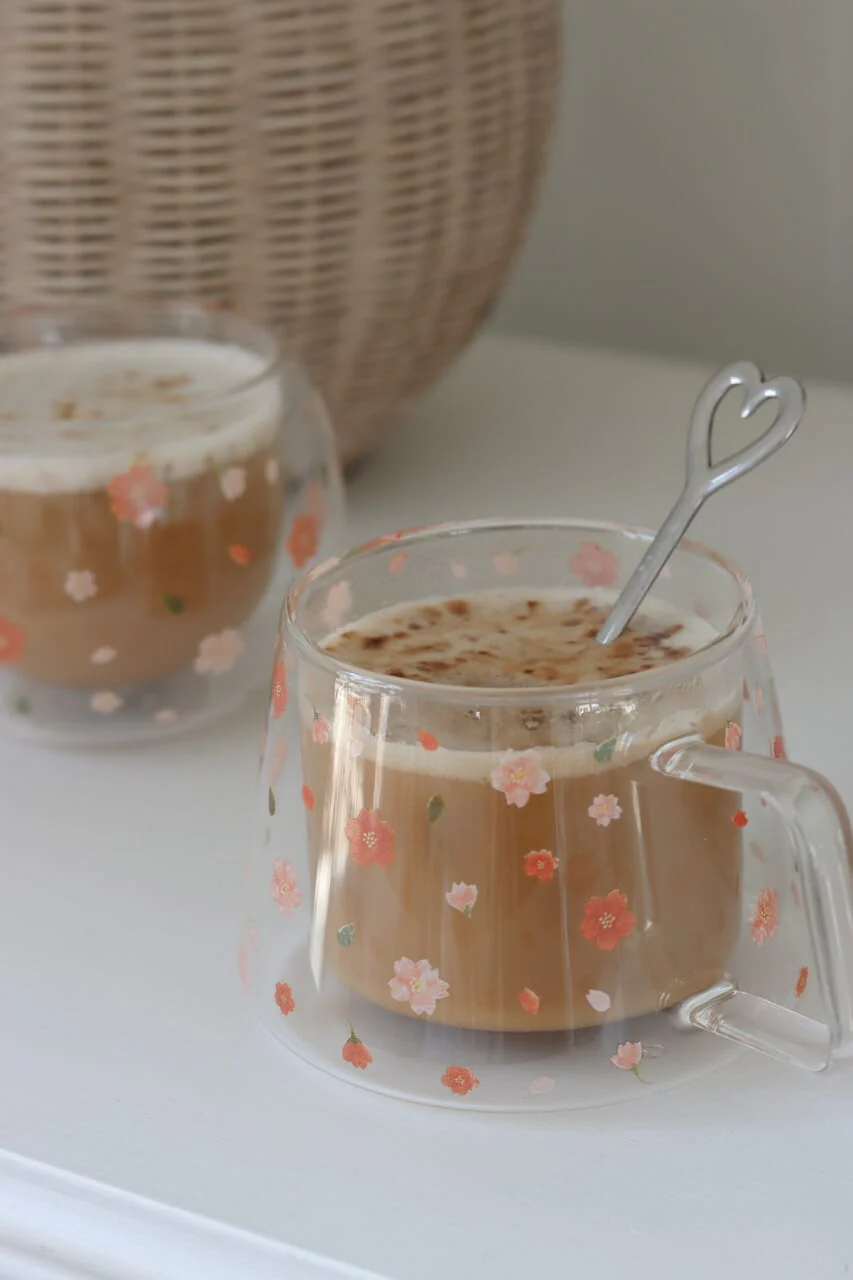 Wrap Around Double Walled Glass Mug - Blossom - Image 3