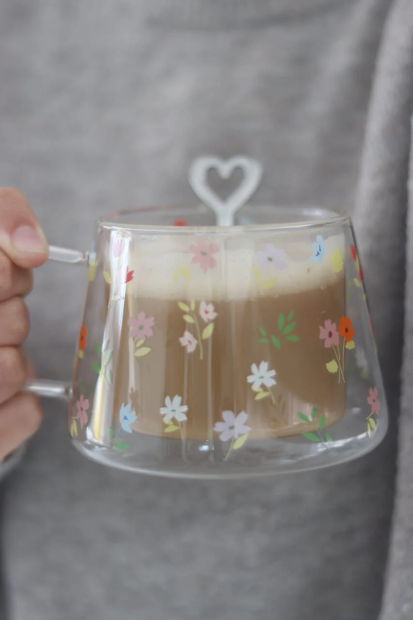 Wrap Around Double Walled Glass Mug - Summer