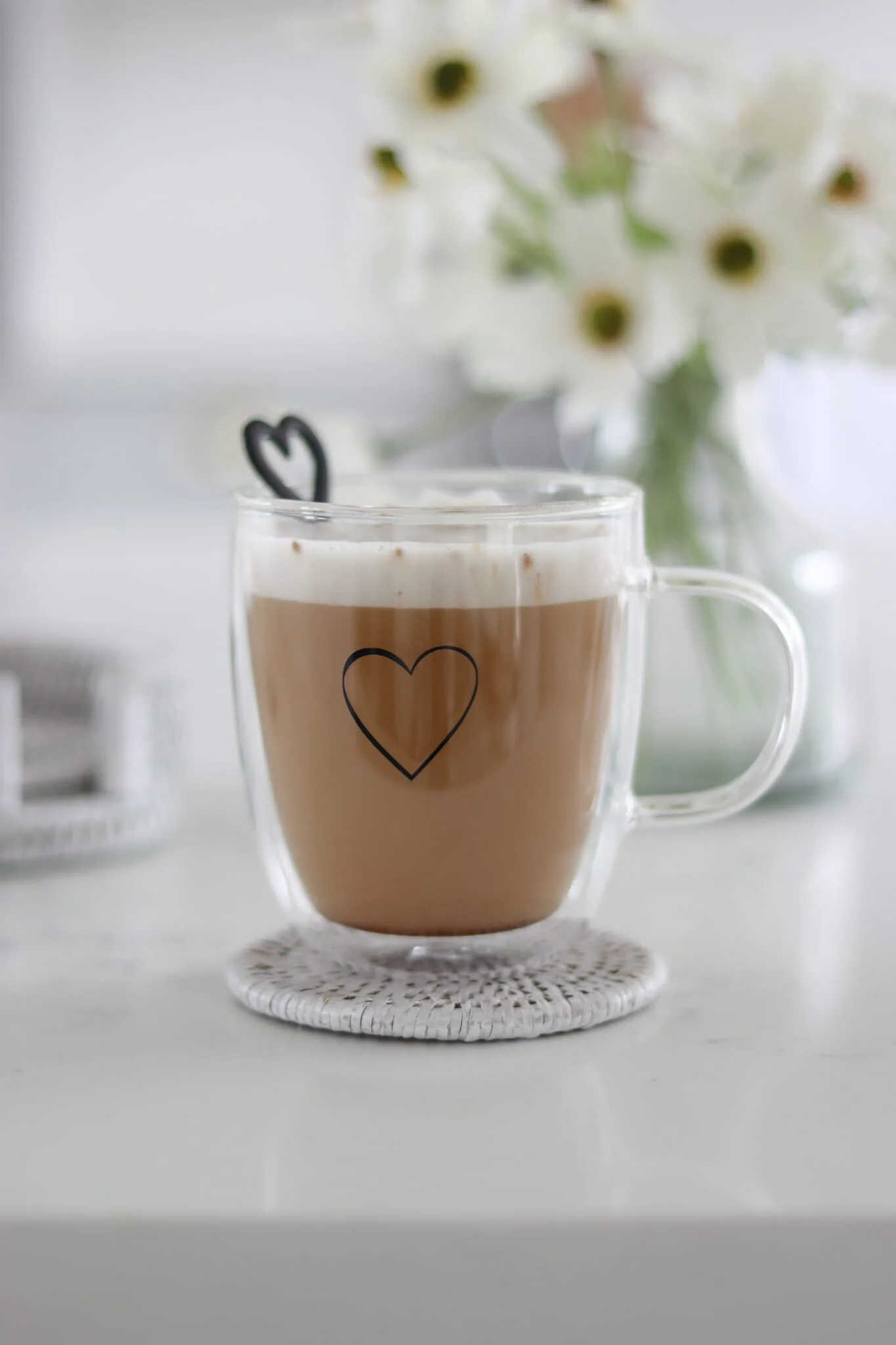 Double Walled Glass Mug - Single Heart/Black - Image 4