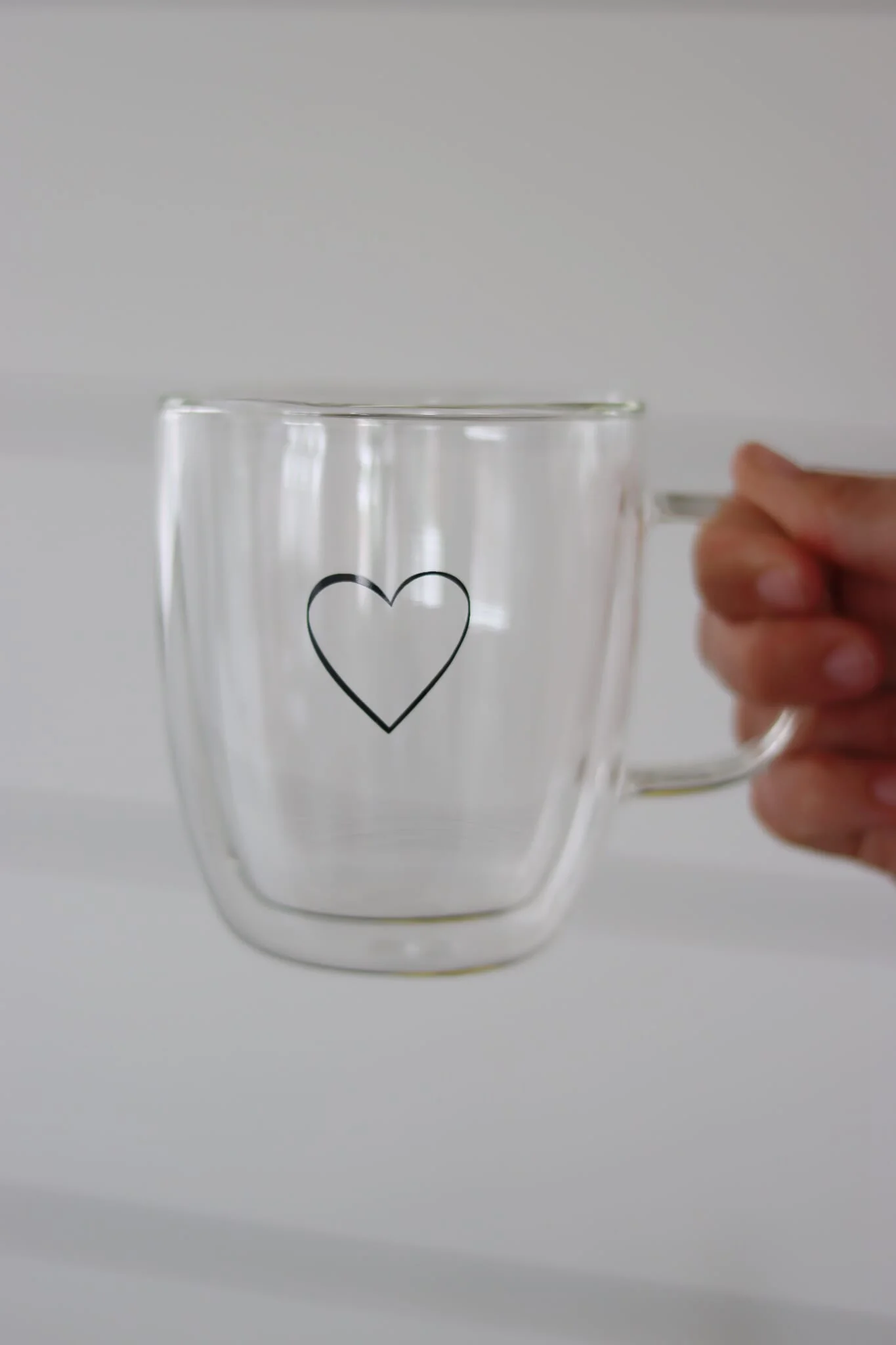 Double Walled Glass Mug - Single Heart/Black - Image 5