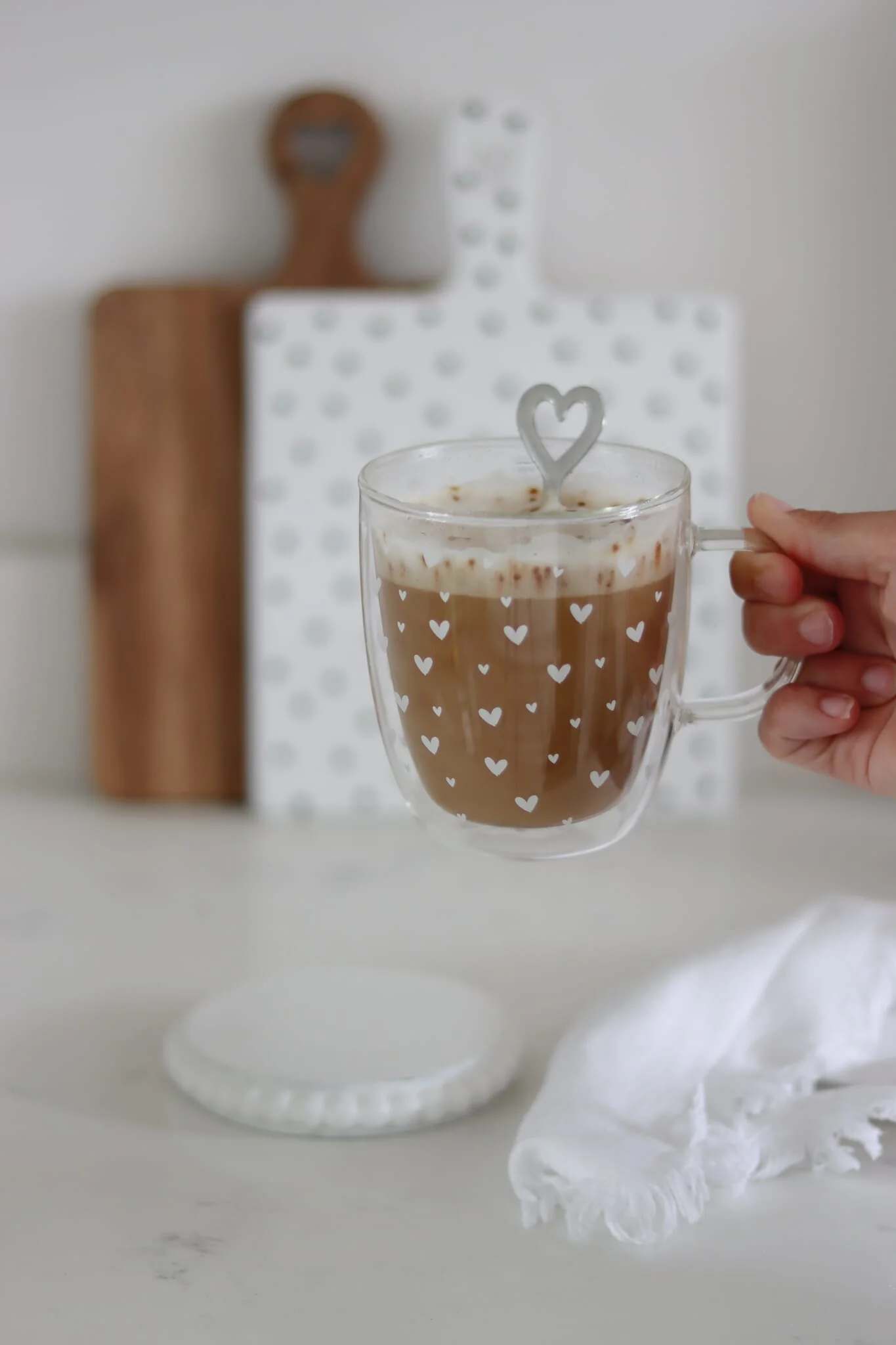 Double Walled Glass Mug – Multi Heart White - Image 2